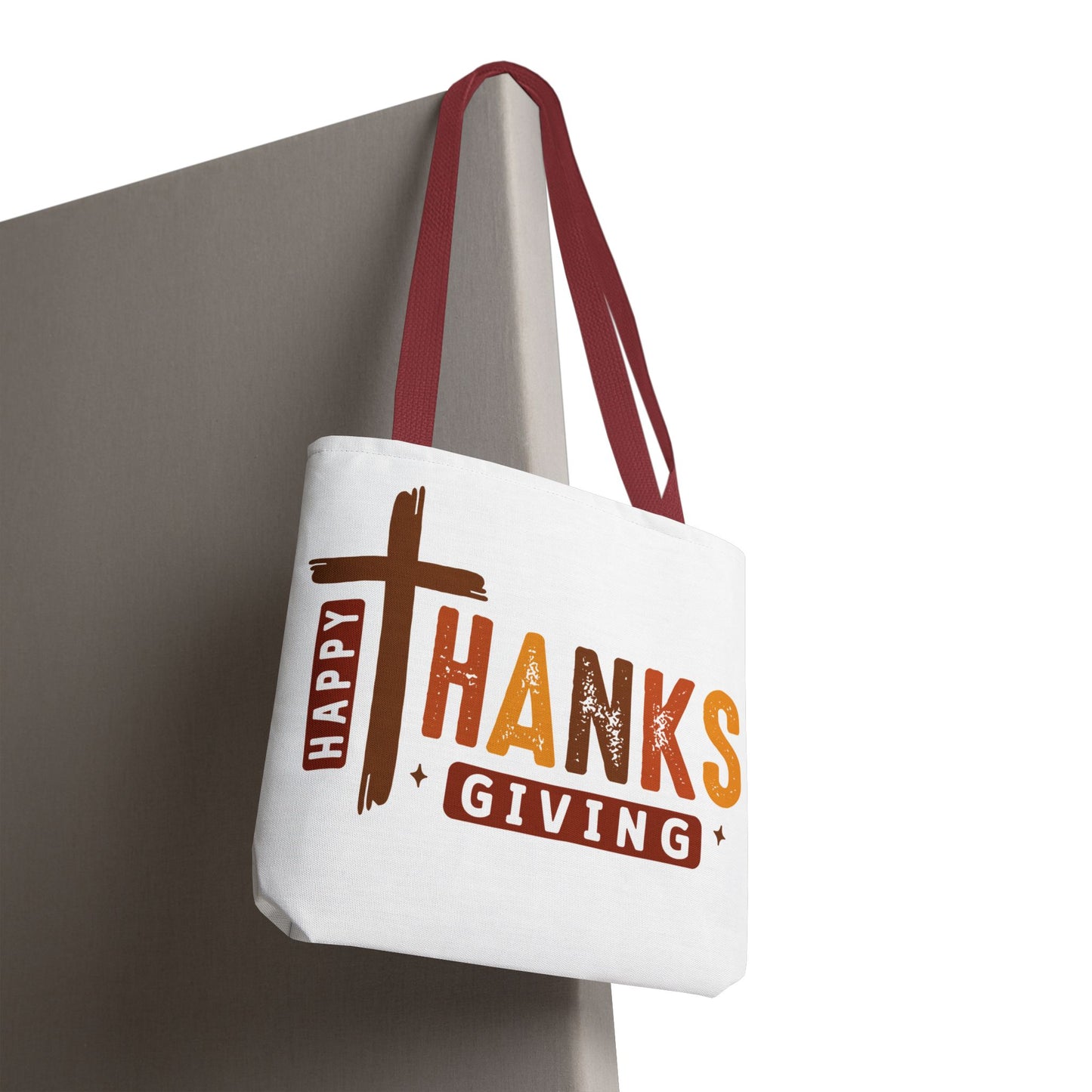 ✝️ Happy Thanksgiving Cross Tote – Faith & Gratitude in Fall Colors 🍂