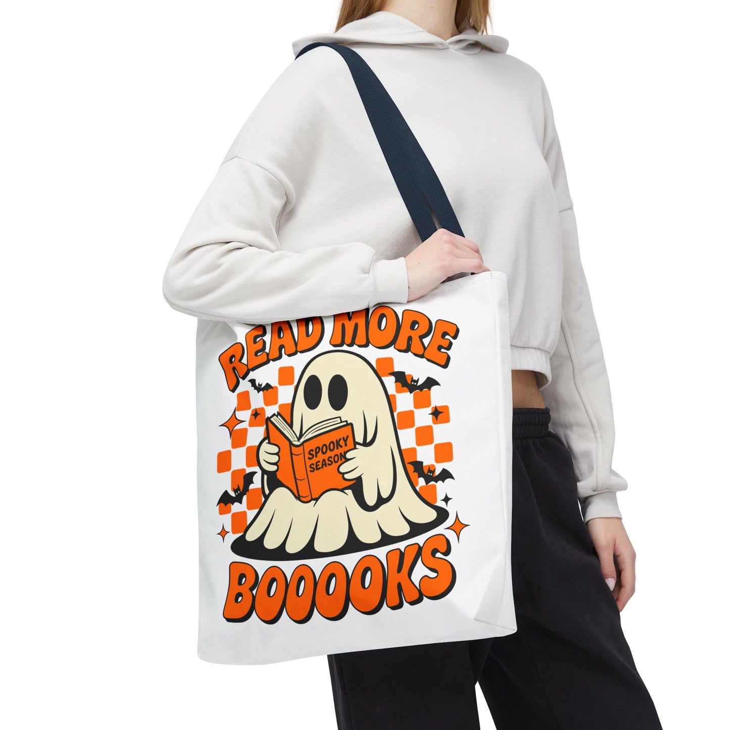 ๐ Read More Booooks Halloween Tote Bag โ Spooky Reads in Style ๐ป๐