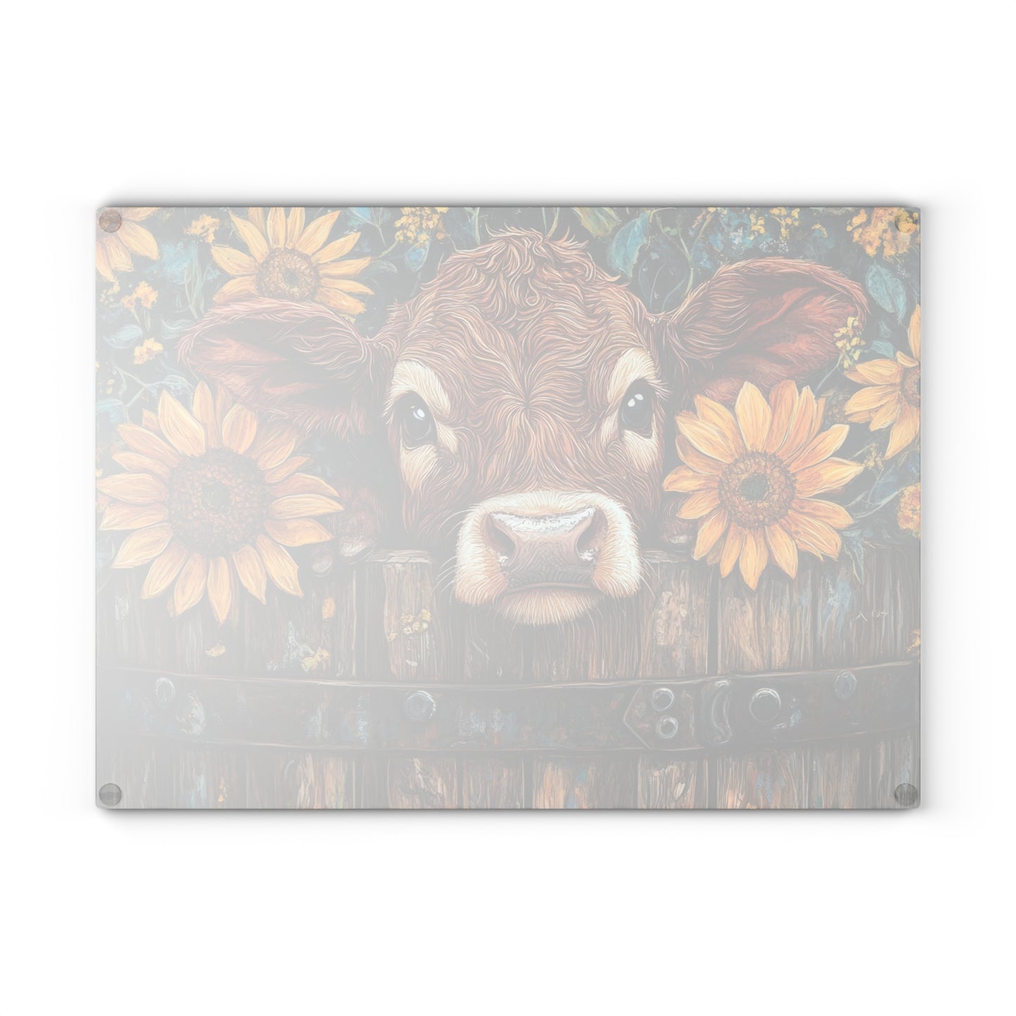 🐮🌻 Rustic Sunflower Calf Cutting Board – Farmhouse Charm for Your Kitchen 🌾
