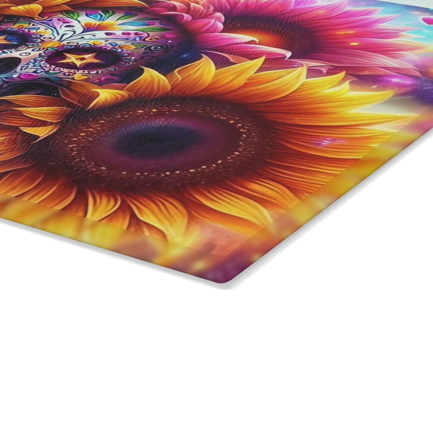 🌻💀 Sugar Skull & Sunflowers Cutting Board – Bold Día de los Muertos Vibes for Your Kitchen