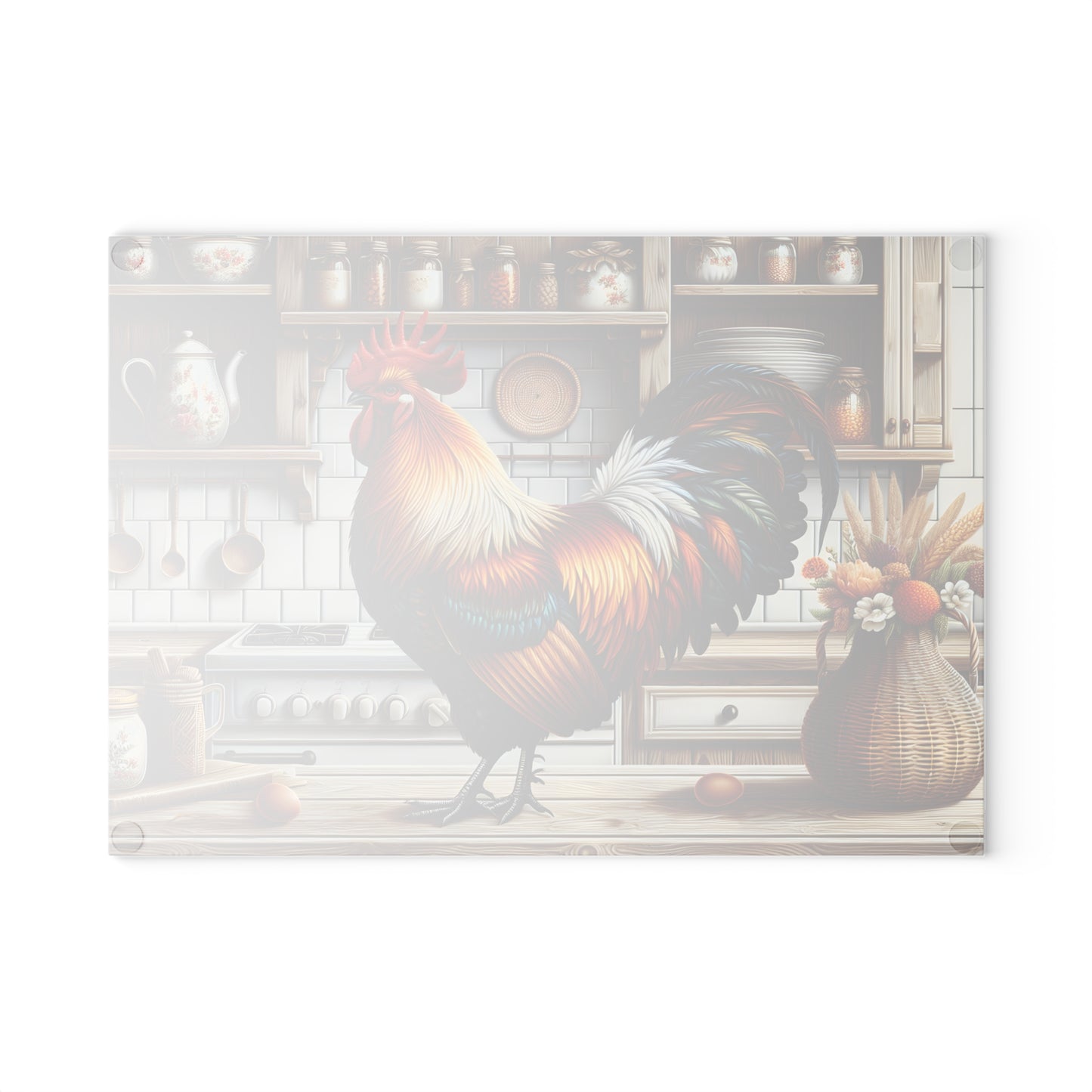 🐓 Rooster Kitchen Cutting Board – Colorful Farmhouse Charm with Country Flair