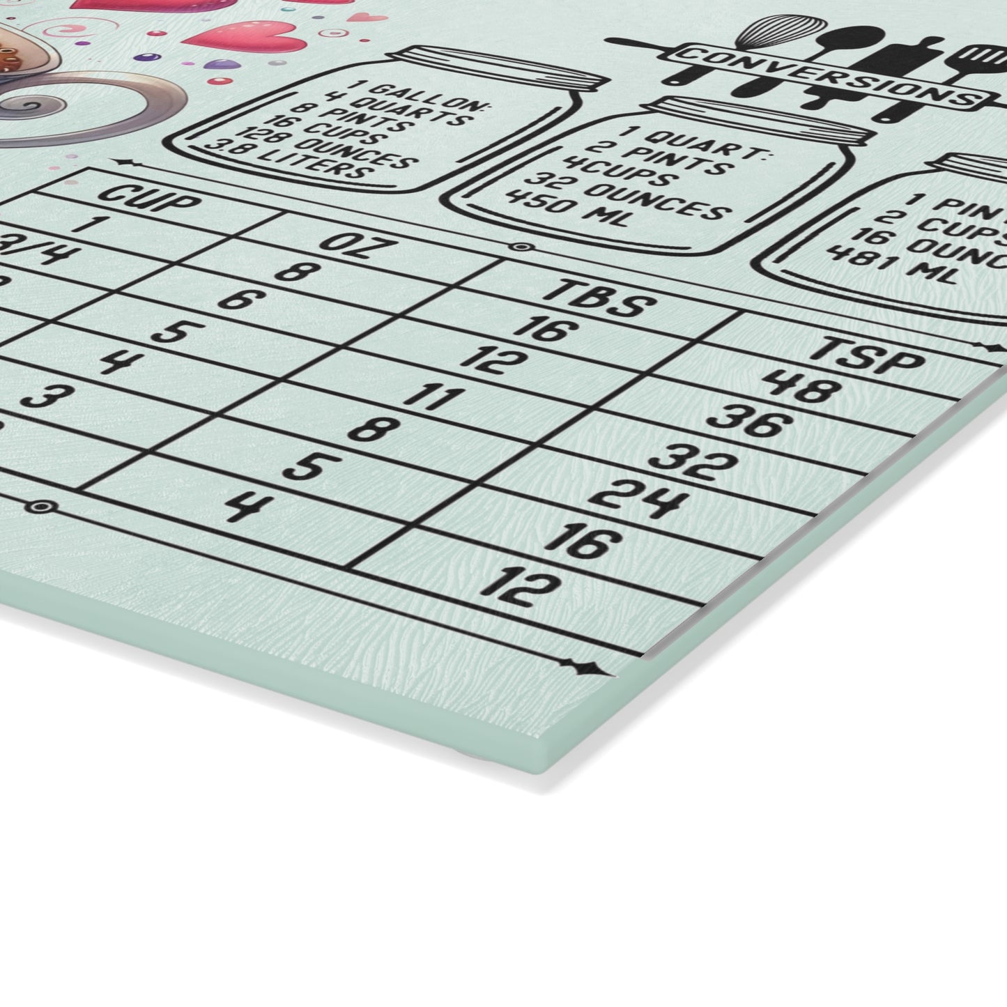 ☕ Heart Latte Kitchen Conversions Cutting Board – Whimsical Charm Meets Practical Use