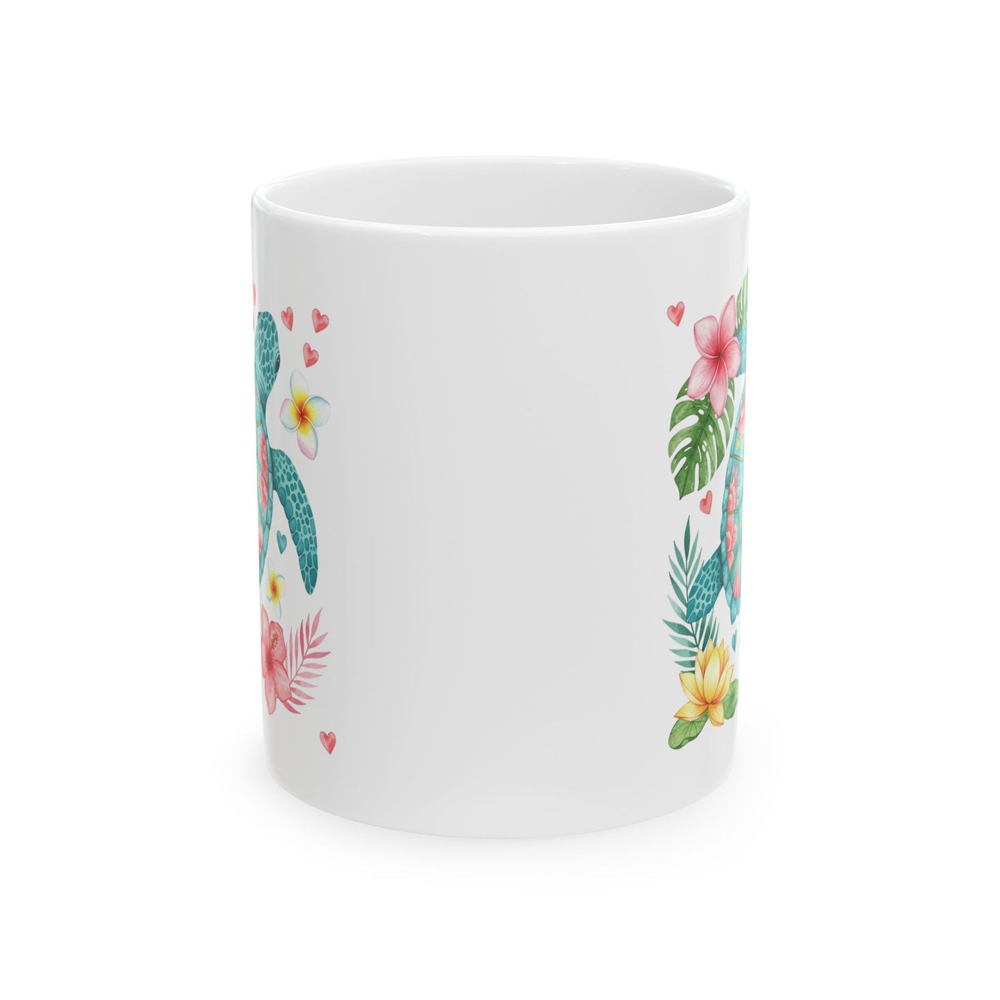 🌺 Tropical Sea Turtle Mug – Island Vibes & Floral Bliss 🐢🌴