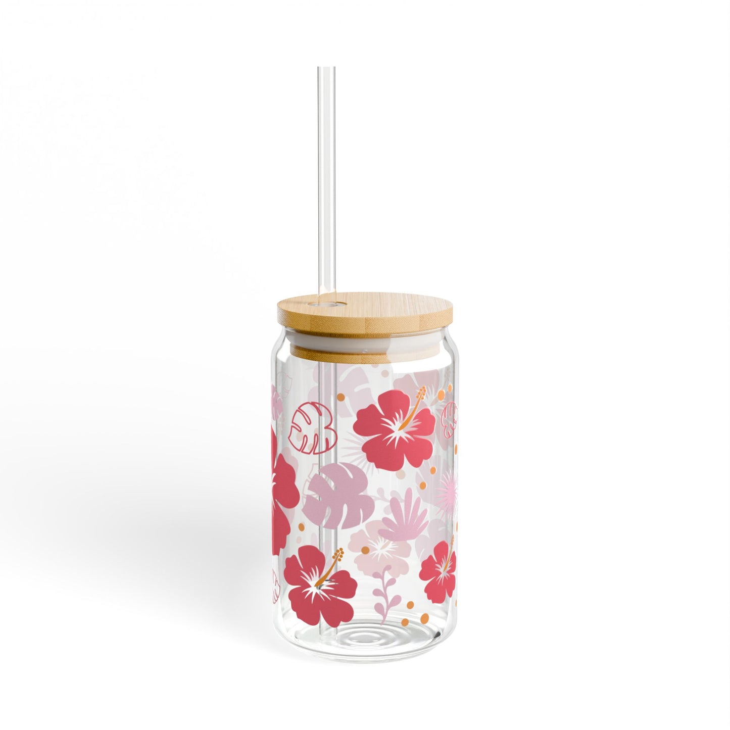 🌺 Tropical Hibiscus Sipper Glass – Aloha Vibes in Every Sip 🌴
