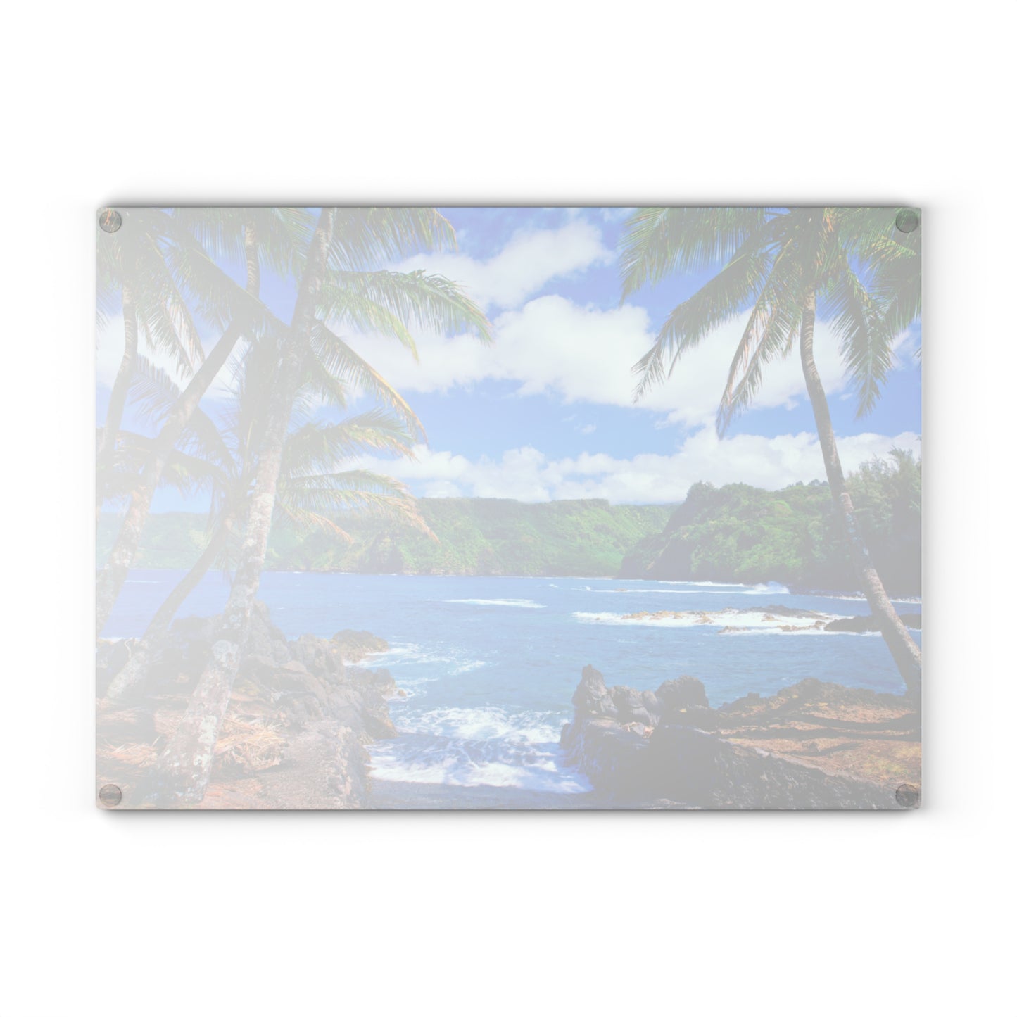 Beach & Palm Trees Glass Cutting Board – Coastal Kitchen Decor