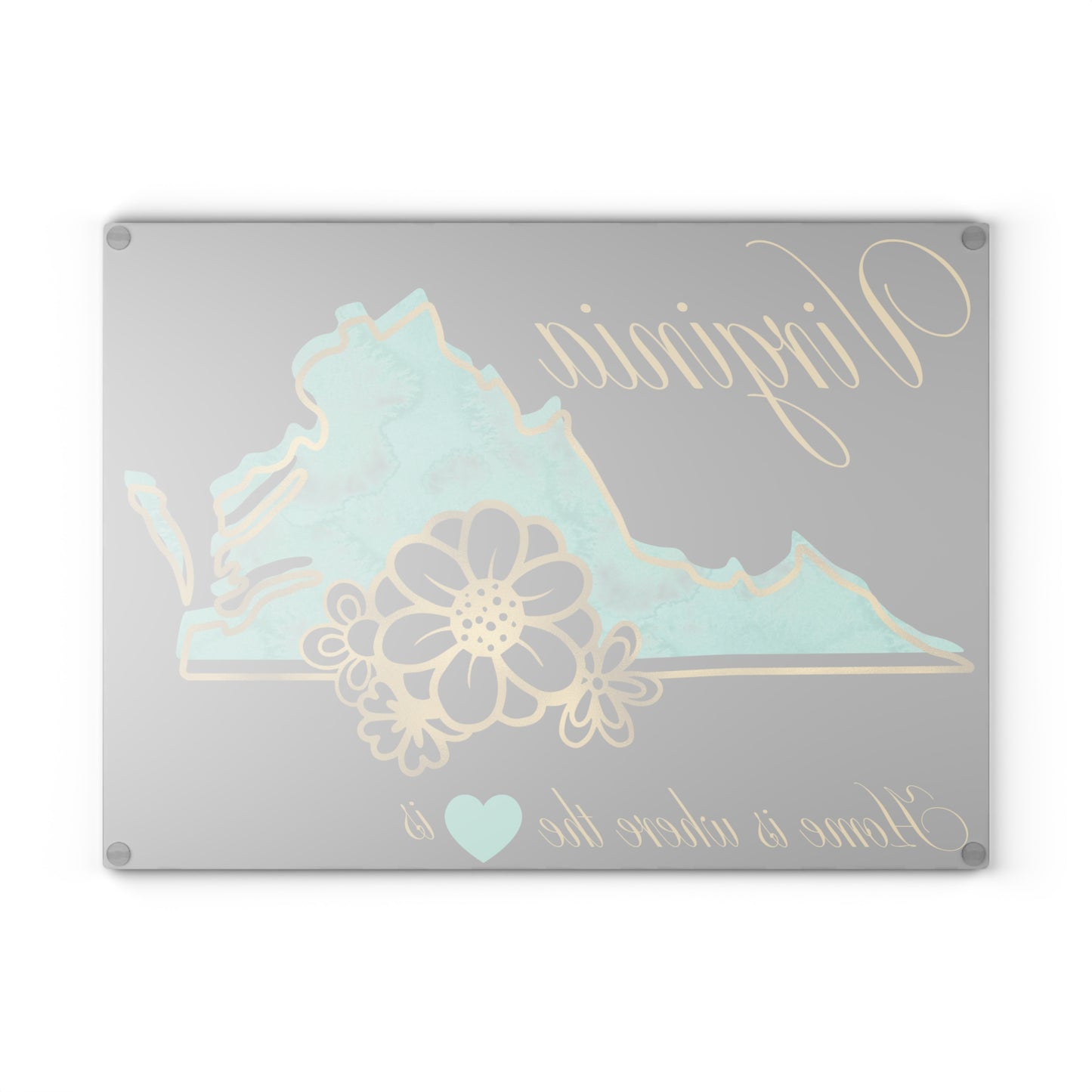 🌊 Virginia Floral State Cutting Board – Teal Tide & Golden Bloom Elegance 🌸