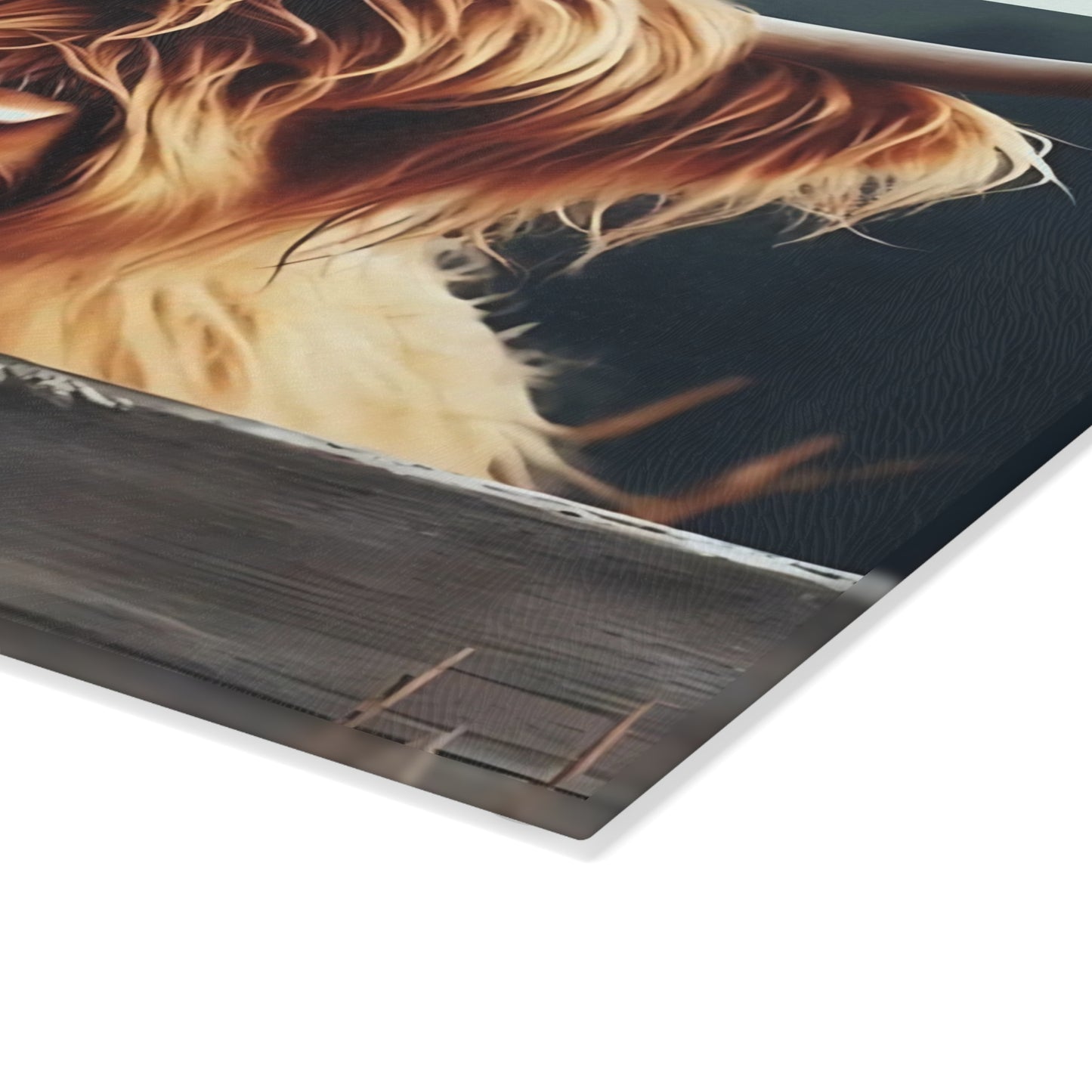 Highland Cow Over Fence Personalized Glass Cutting Board – Rustic Farmhouse Kitchen Decor, Glass Cutting Board – Western Farmhouse Decor, Country Kitchen Gift