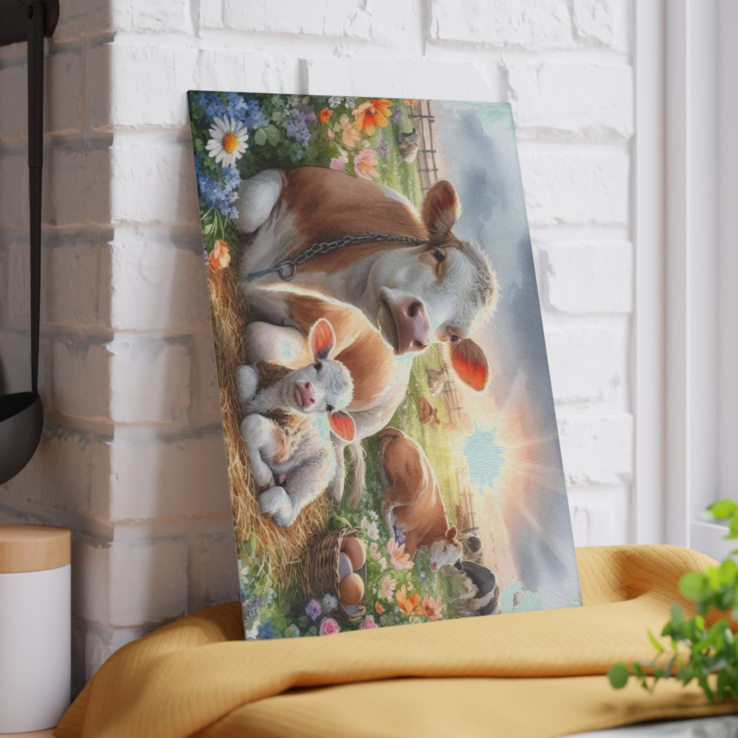 Tabla de cortar de vaca, diseño de casa de campo, cocina campestre, regalo para amantes de los animales, decoración de animales de granja, acentos rústicos para el hogar. Tabla de charcutería.