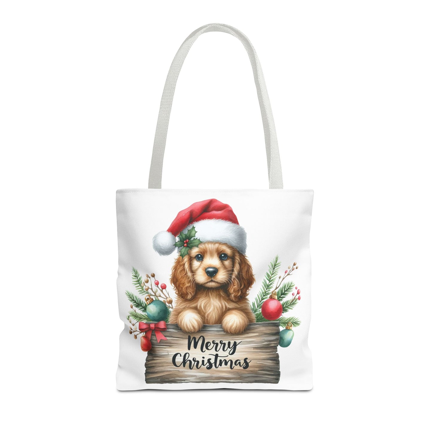 🐶 Cocker Spaniel “Merry Christmas” Tote Bag – Cozy Holiday Charm in Every Stitch 🎄
