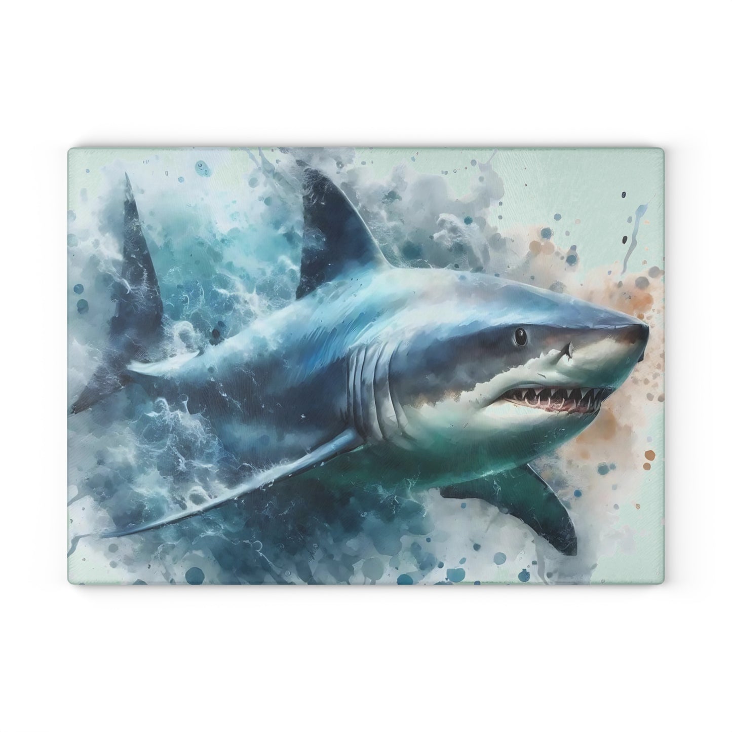 Shark kitchen decor, ocean theme cutting board, shark gift idea, shark lover gift, shark-themed gift, unique cutting board