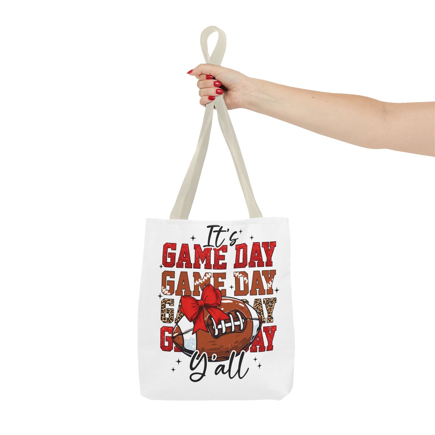 🏈 Game Day Red Bow Football Tote Bag – Sporty, Stylish, and Ready for Kickoff 🎀👜