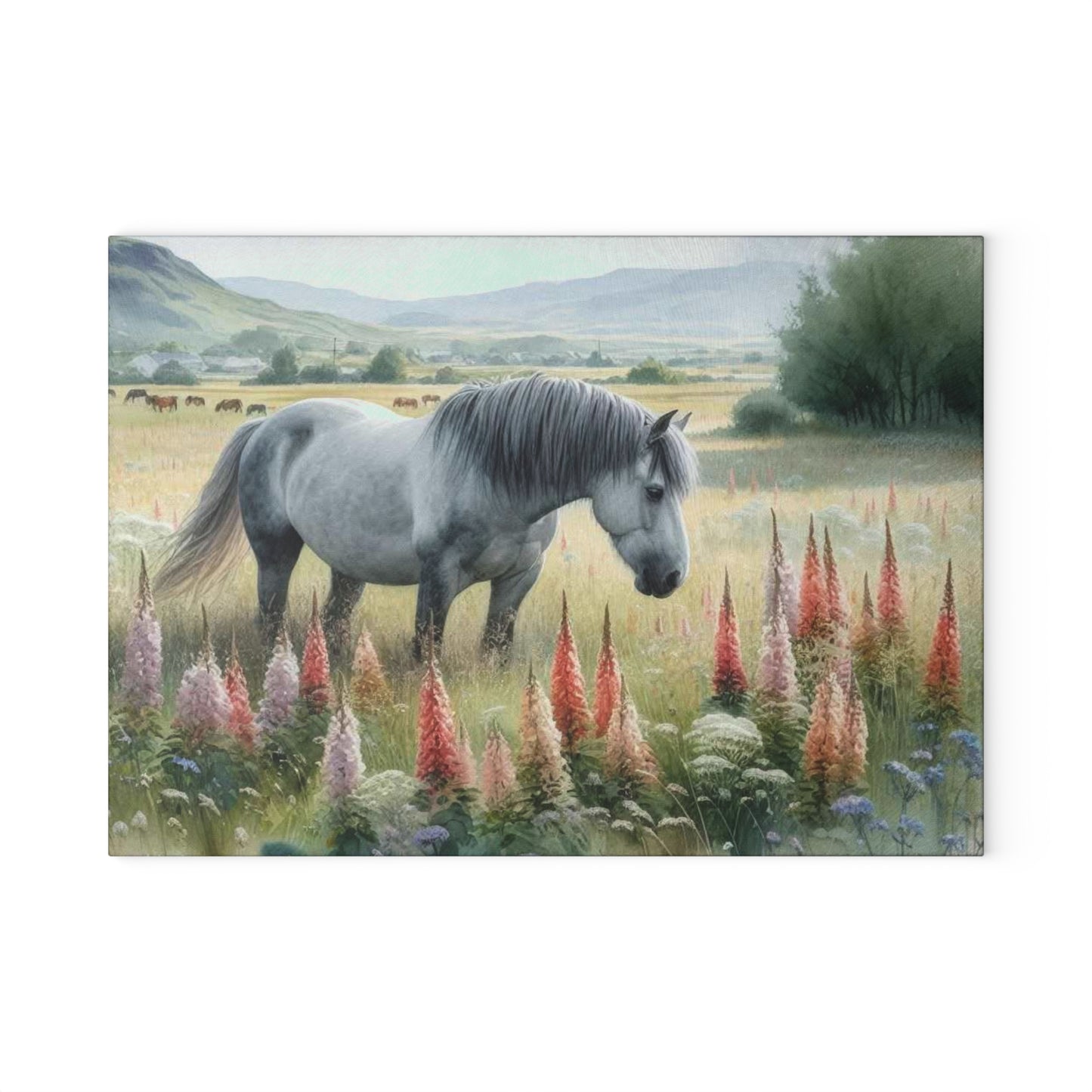 Horse Cutting Board, Equestrian Gift, Glass Cutting Board, Rustic Kitchen Decor, Horse Lover Gift, Farmhouse Kitchen Decor, Horse Lover Gift