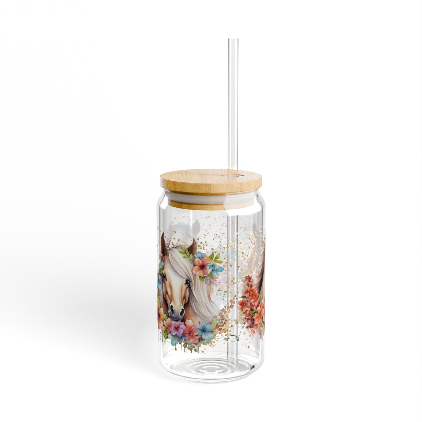 🐴🌸 Floral Horse Beauty Sipper Glass – Country Charm in Every Sip 🌟