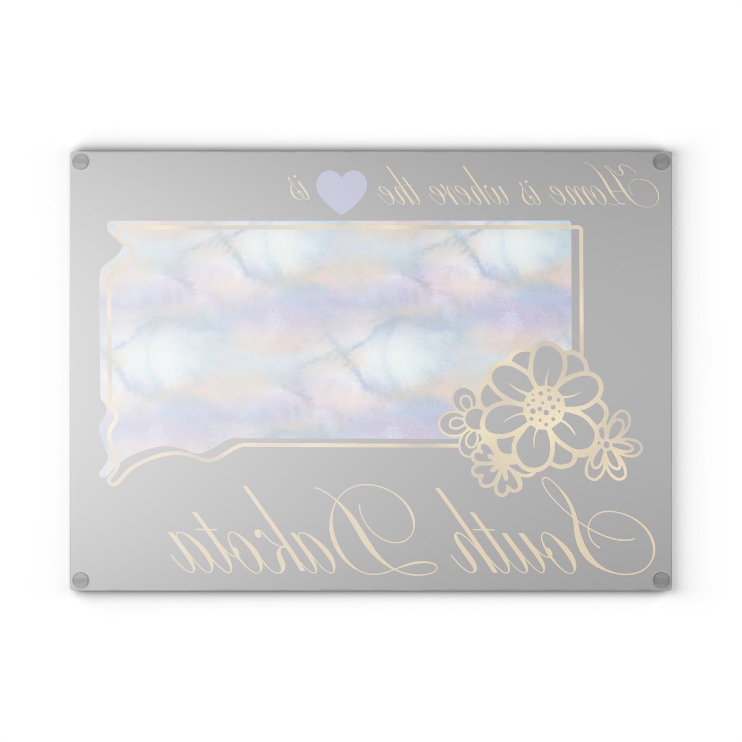 🌾 South Dakota Floral State Cutting Board – Prairie Pastels with Golden Accents 🌼