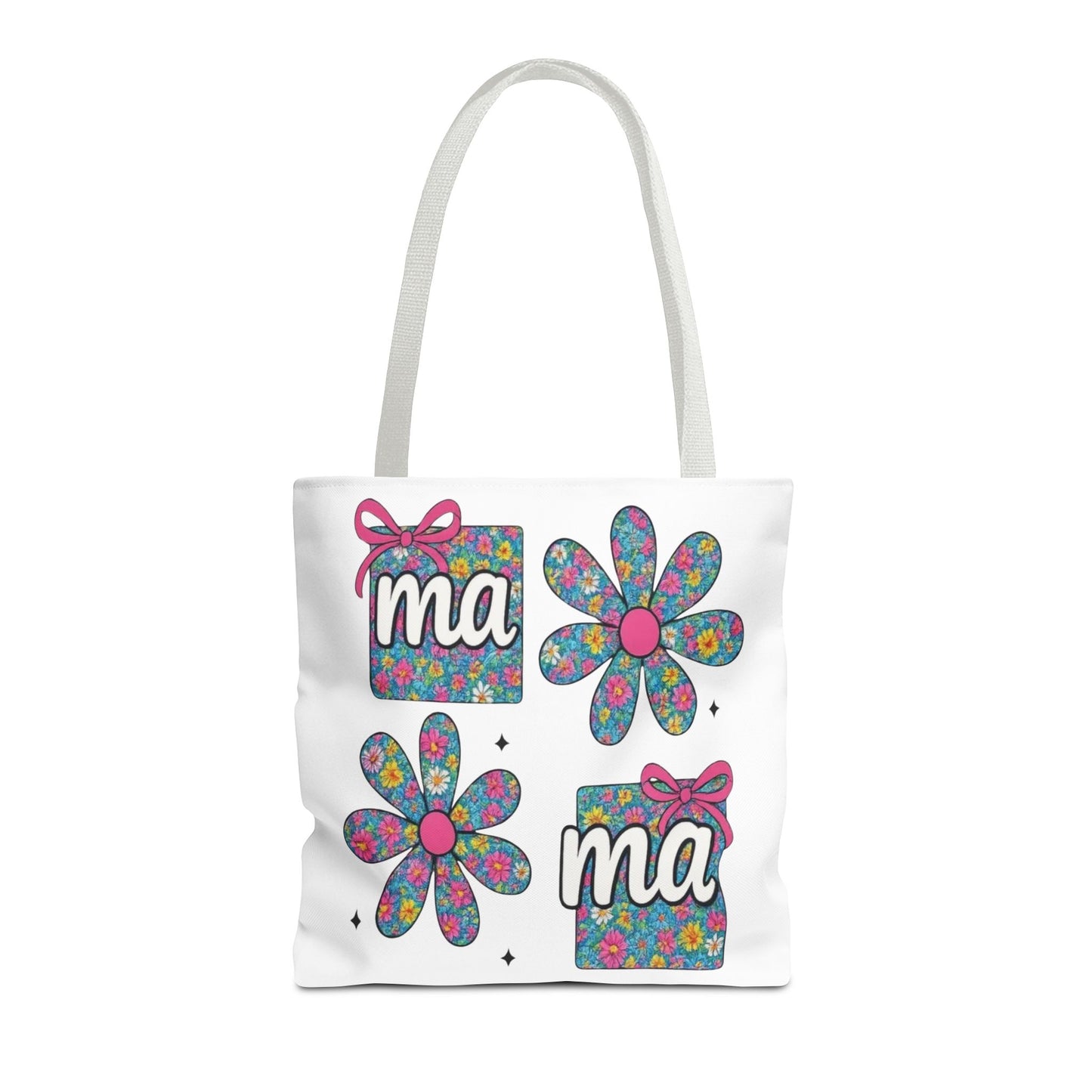 Bolso Tote Floral "ma": Un Accesorio Divertido y Brillante para Mamá