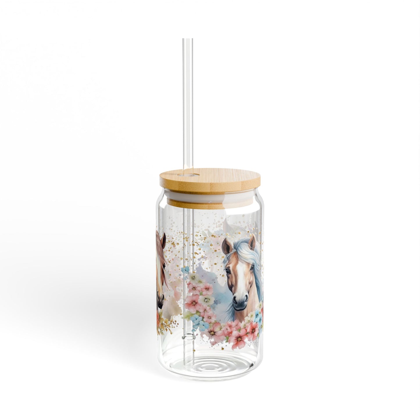 🐴🌸 Floral Horse Beauty Sipper Glass – Country Charm in Every Sip 🌟