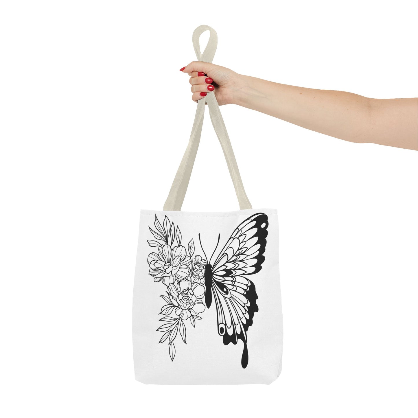 🦋 Black & White Butterfly Floral Tote Bag – Elegant Simplicity in Every Carry 🌸👜