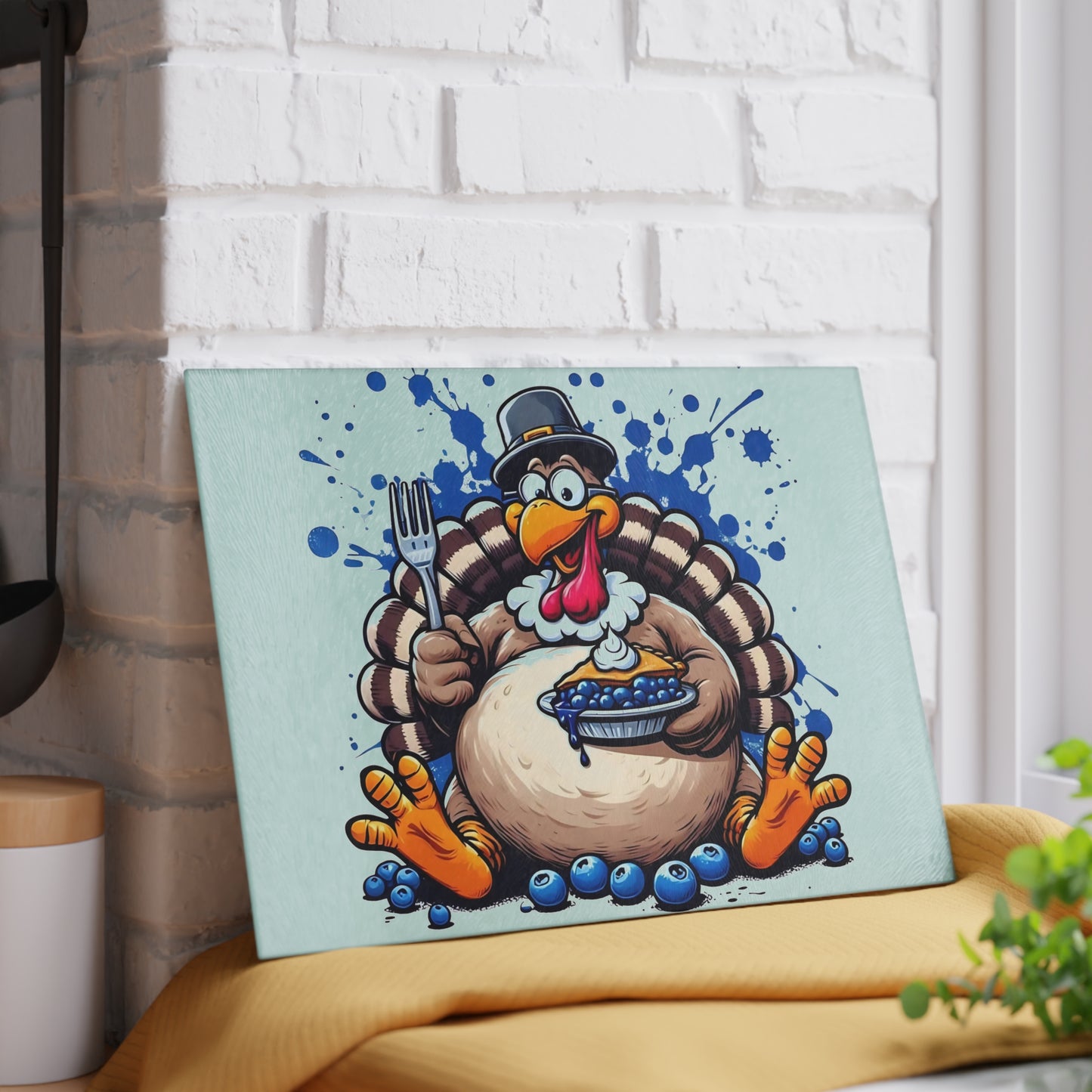 🦃🥧 Blueberry Pie Turkey Cutting Board – Fun Thanksgiving Kitchen Décor for the Holiday Table 🍽️🍇