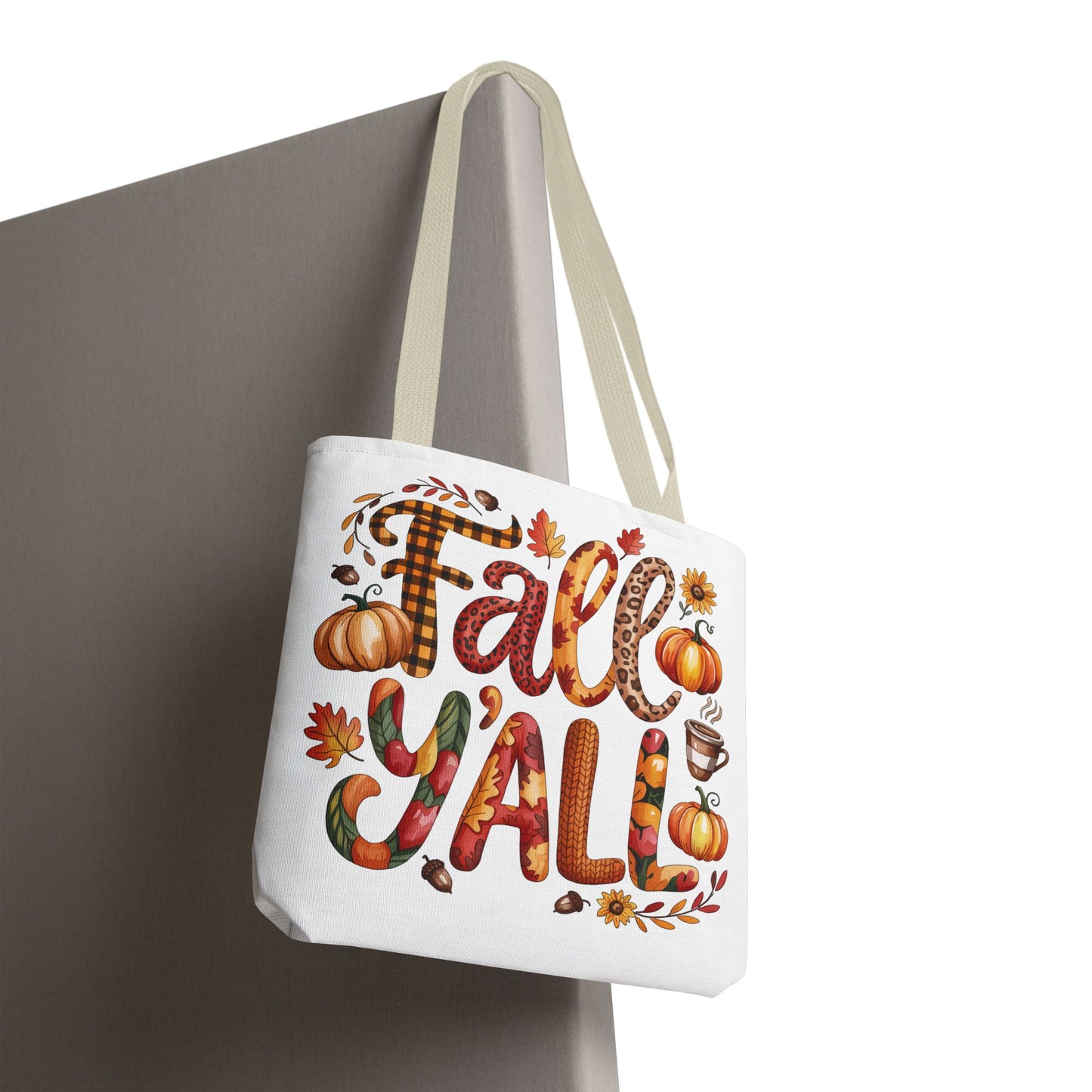🎃 Fall Y’all Tote Bag – Bold Prints, Cozy Coffee & Pumpkin Cheer 🍂