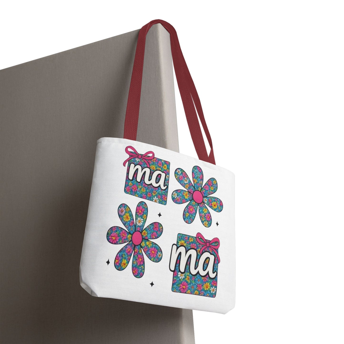 Bolso Tote Floral "ma": Un Accesorio Divertido y Brillante para Mamá