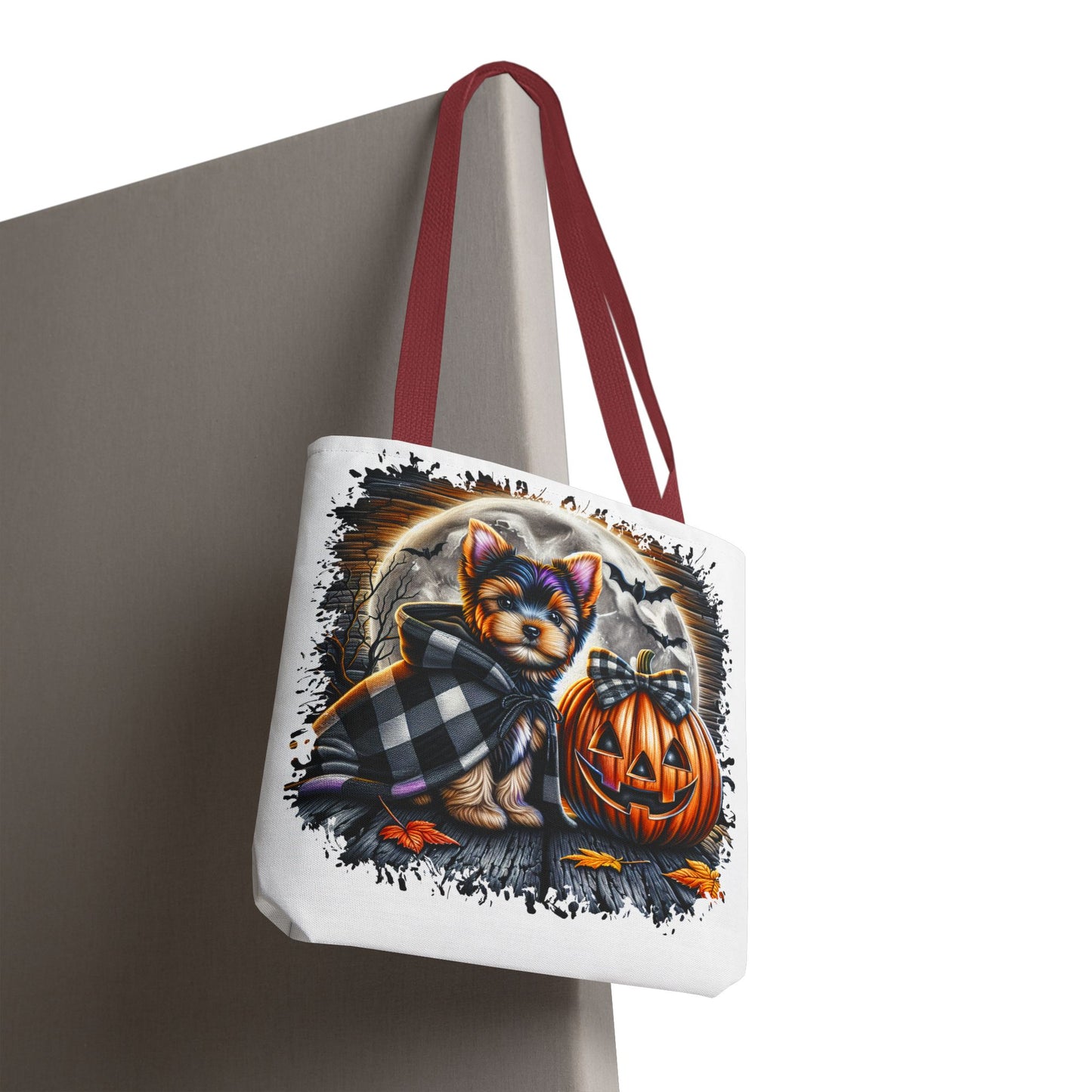 ๐ Yorkie Halloween Tote Bag โ Spooky Cute & Plaid Perfect ๐พ๐ค๐