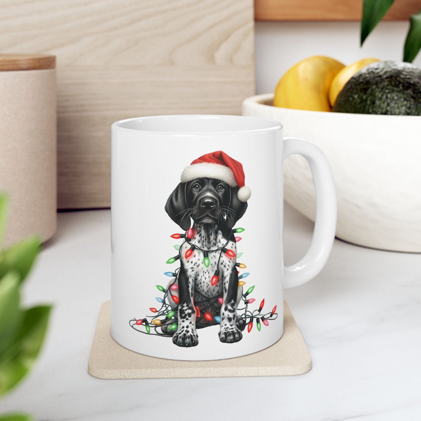🎄 German Shorthair Pointer Christmas Mug – Holiday Cheer with a Santa Pup Twist ☕️