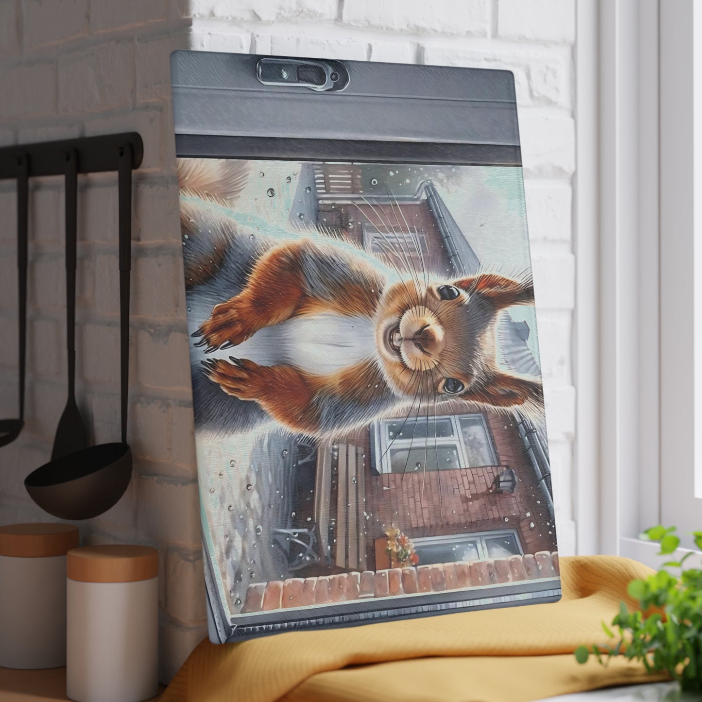 Tabla de cortar con forma de ardilla, regalo único, tabla de cortar de vidrio templado, tabla de charcutería, tabla de cortar, regalo de inauguración de la casa, tabla de cortar personalizada