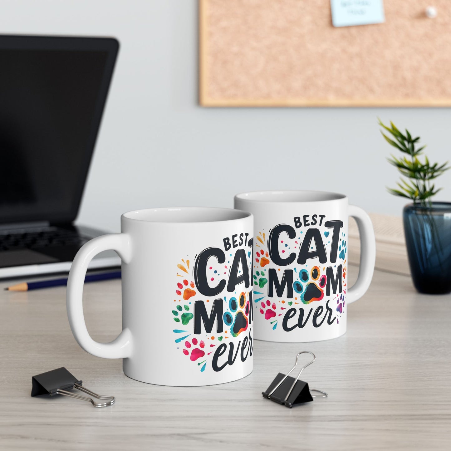 Taza "La mejor mamá gata", regalo adorable para amantes de los gatos, taza de cerámica, divertida taza para dueños de mascotas, regalo para el Día de la Madre, taza personalizada para mamá gata
