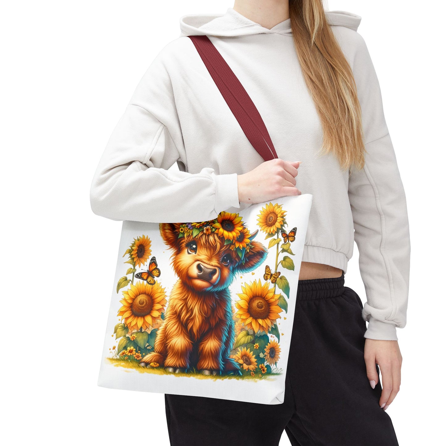 Bolsa de mano de vaca de las Tierras Altas: estética rústica de granja, bolsa de compras reutilizable con un toque rústico y chic, regalo inspirado en la naturaleza para amantes de los animales.