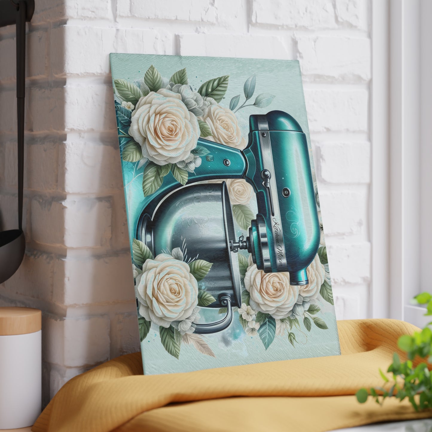 ๐ธ Teal Kitchen Mixer Cutting Board โ Floral Elegance for Your Kitchen ๐ฟ