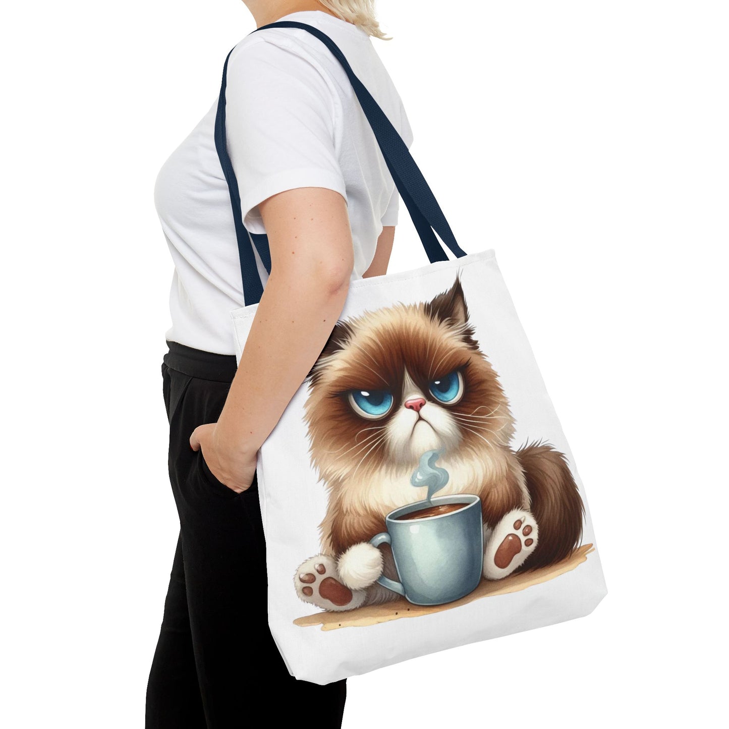 Bolsa de mano personalizada de Grumpy Cat con nombre personalizado: regalo divertido y sarcástico para amantes de los gatos. Bolsa única y práctica para uso diario. Bolsa de mano de Grumpy Cat: perfecta para amantes de los gatos y almas sarcásticas.