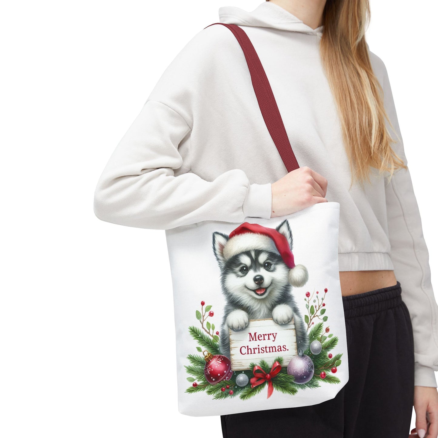 🎁 Husky “Merry Christmas” Tote Bag – Holiday Cuteness You Can Carry 🎄