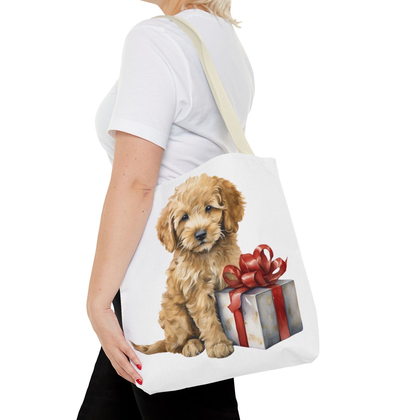 🎁 Goldendoodle Puppy Tote Bag – Sweet & Snuggly Holiday Charm for Dog Lovers 🐶