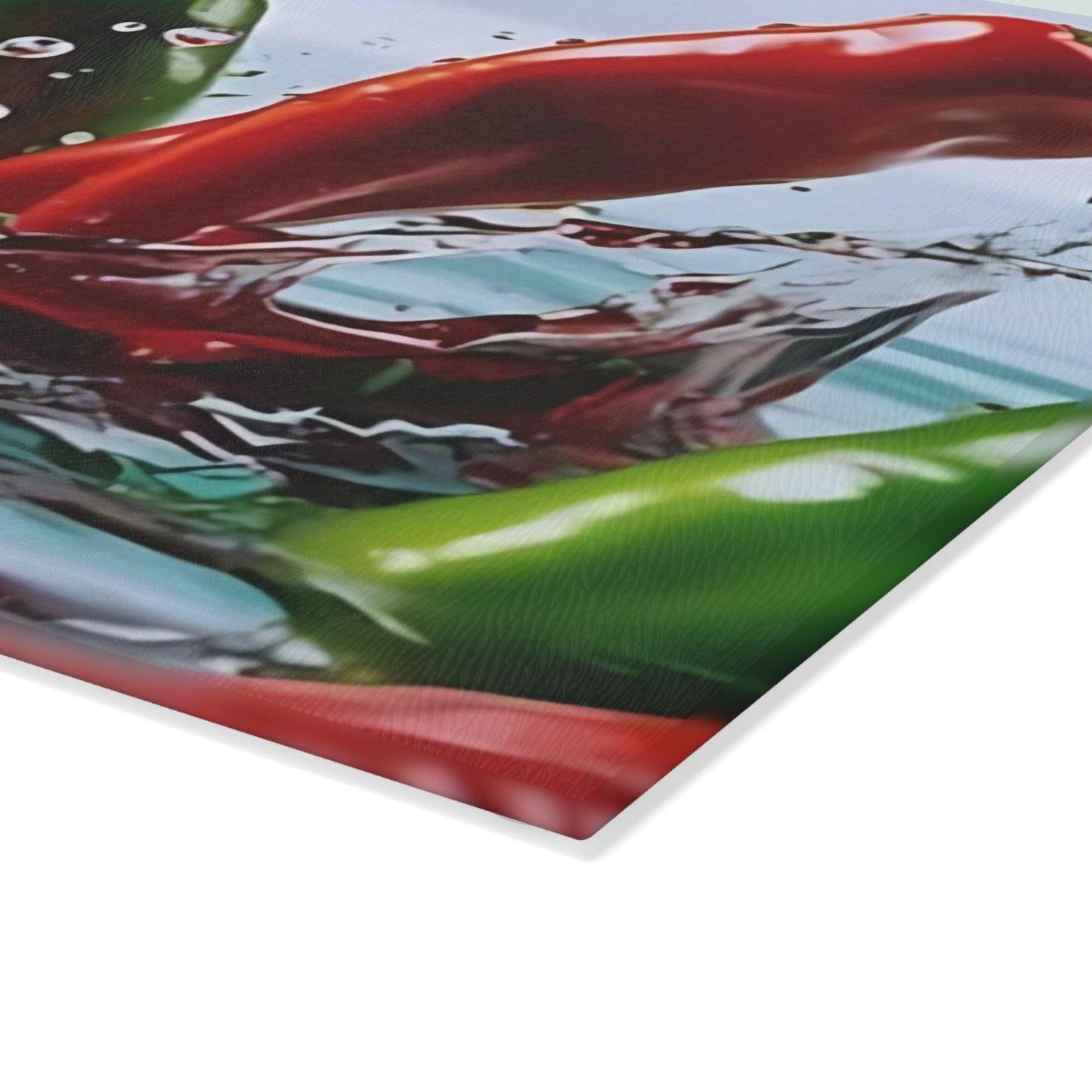 🌶️ Chili Pepper Splash Glass Cutting Board – Spicy Kitchen Vibes!