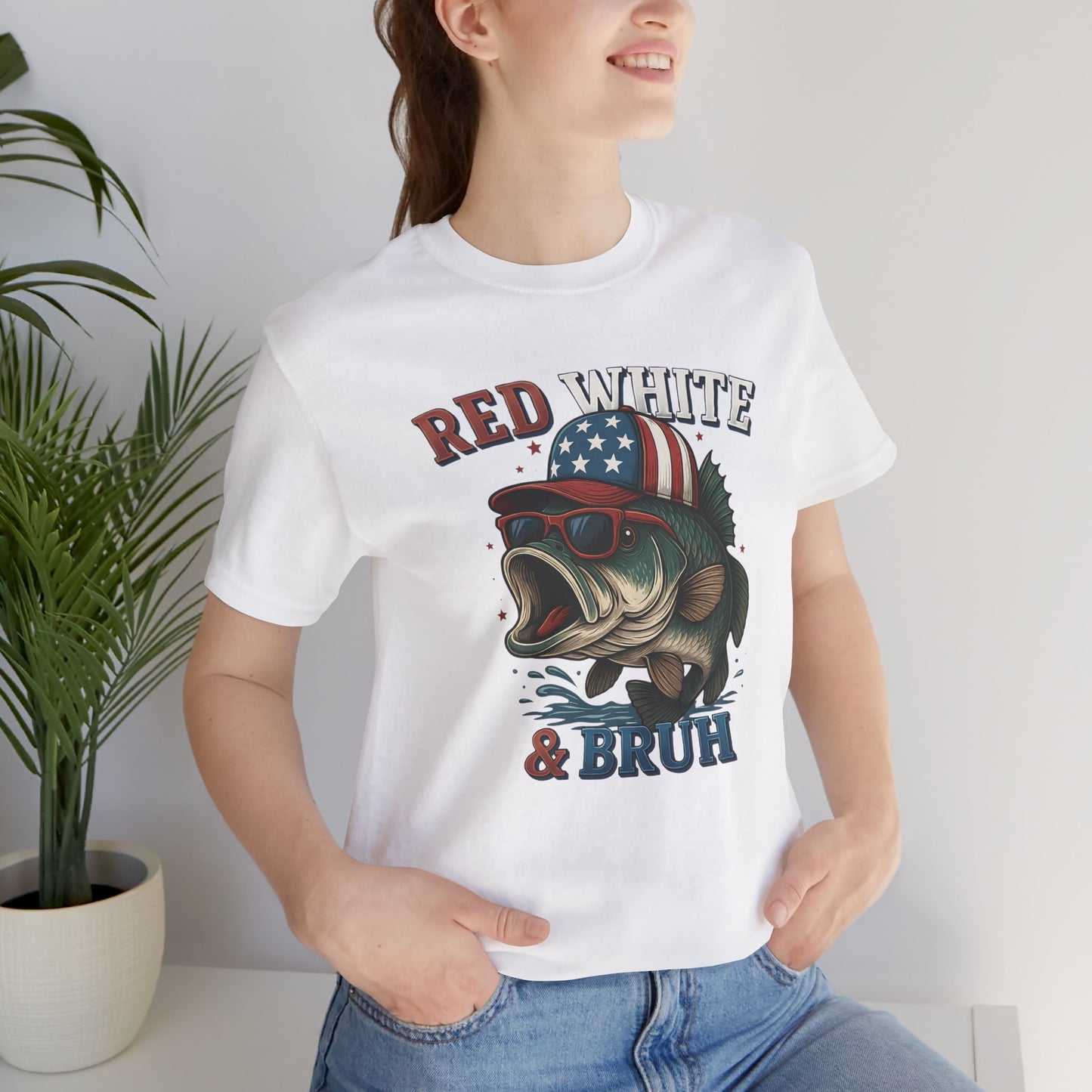 Divertida camiseta patriótica de pescado, con estampado rojo, blanco y negro, unisex, ideal para el 4 de julio, regalo para papá, ideal para barbacoas de verano.