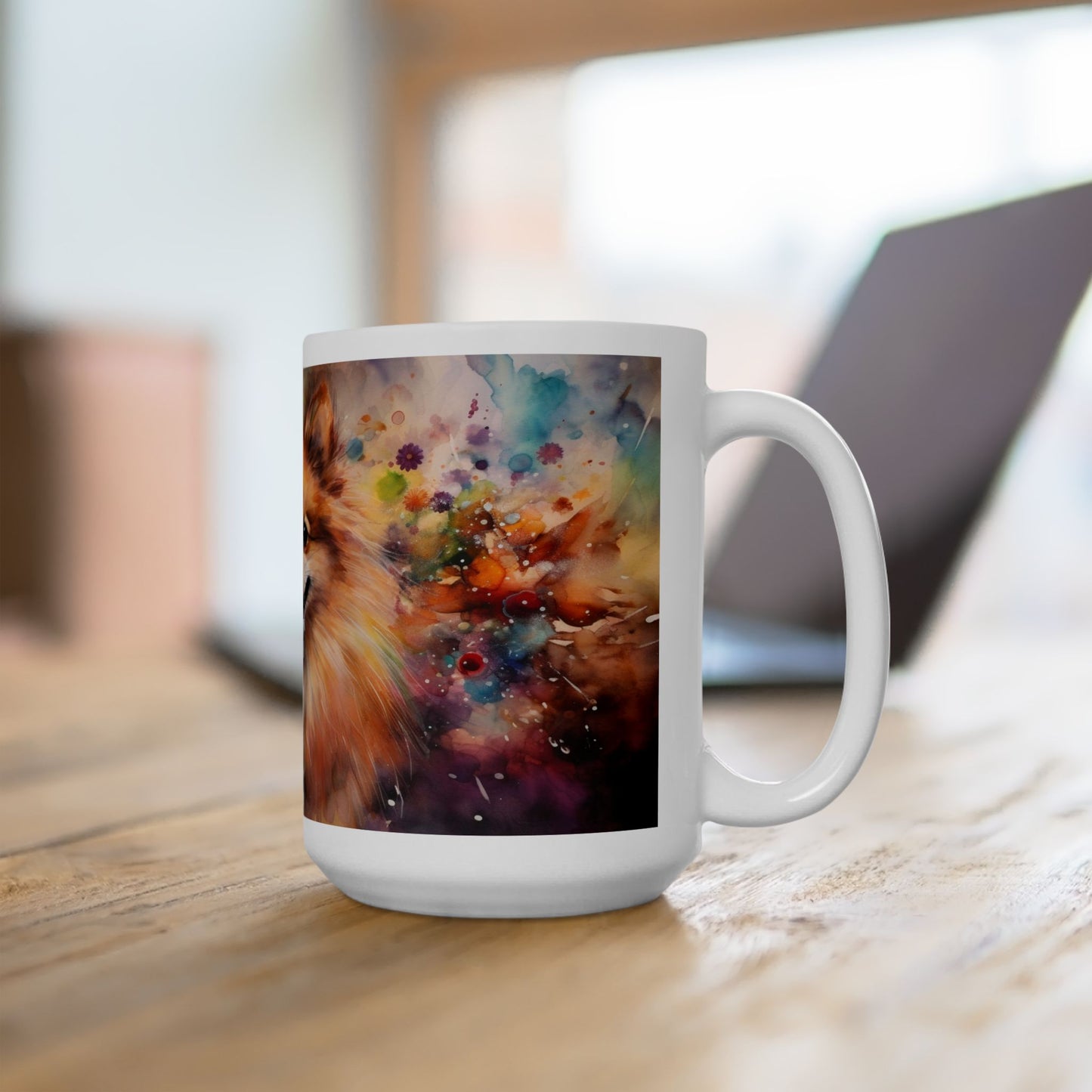 Taza Pomerania Acuarela: ¡Una explosión de color y personalidad! 🌸