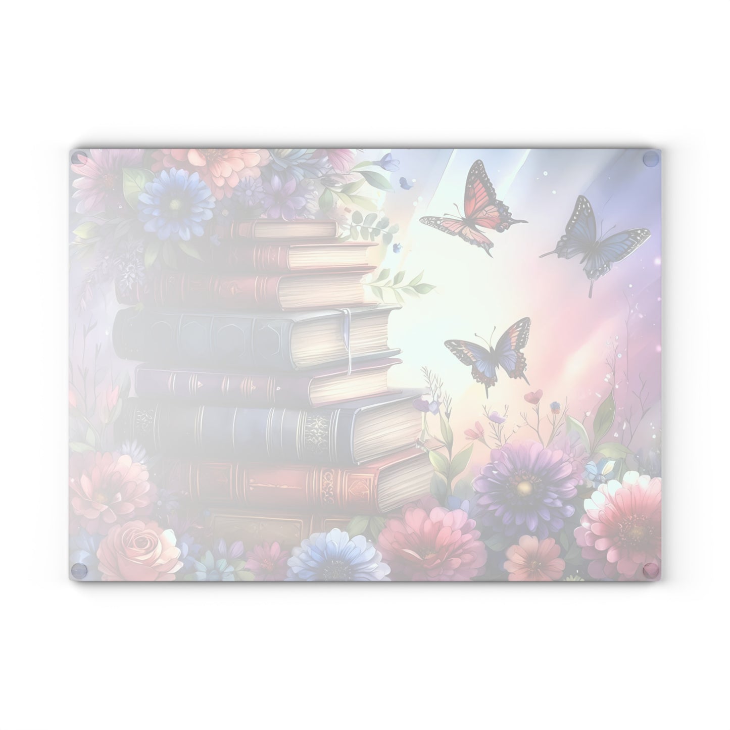Tabla de cortar con forma de mariposa, regalo para amantes de los libros, tabla de cortar de vidrio, tabla de vidrio templado, regalo para ratones de biblioteca, idea de regalo de cocina, decoración de cocina única