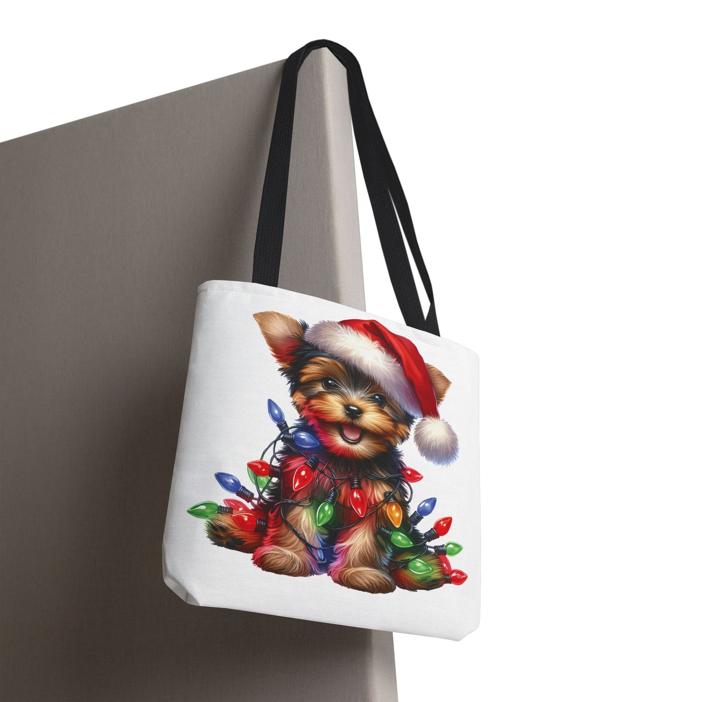 🎄 Yorkie Christmas Lights Tote Bag – Holiday Cheer in Every Carry 🎁