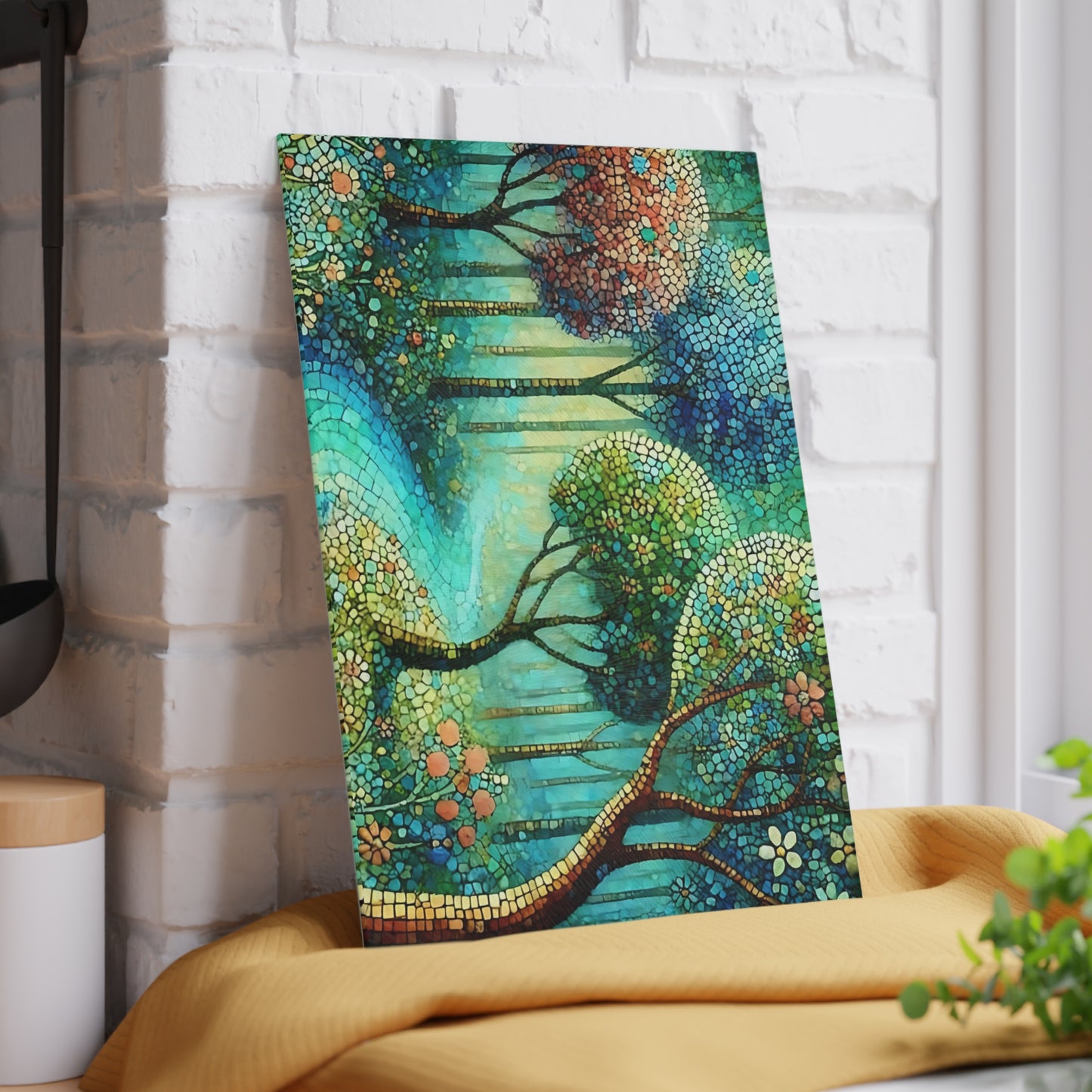 Tabla de cortar de vidrio templado con diseño de mosaico – Artistic Nature Design