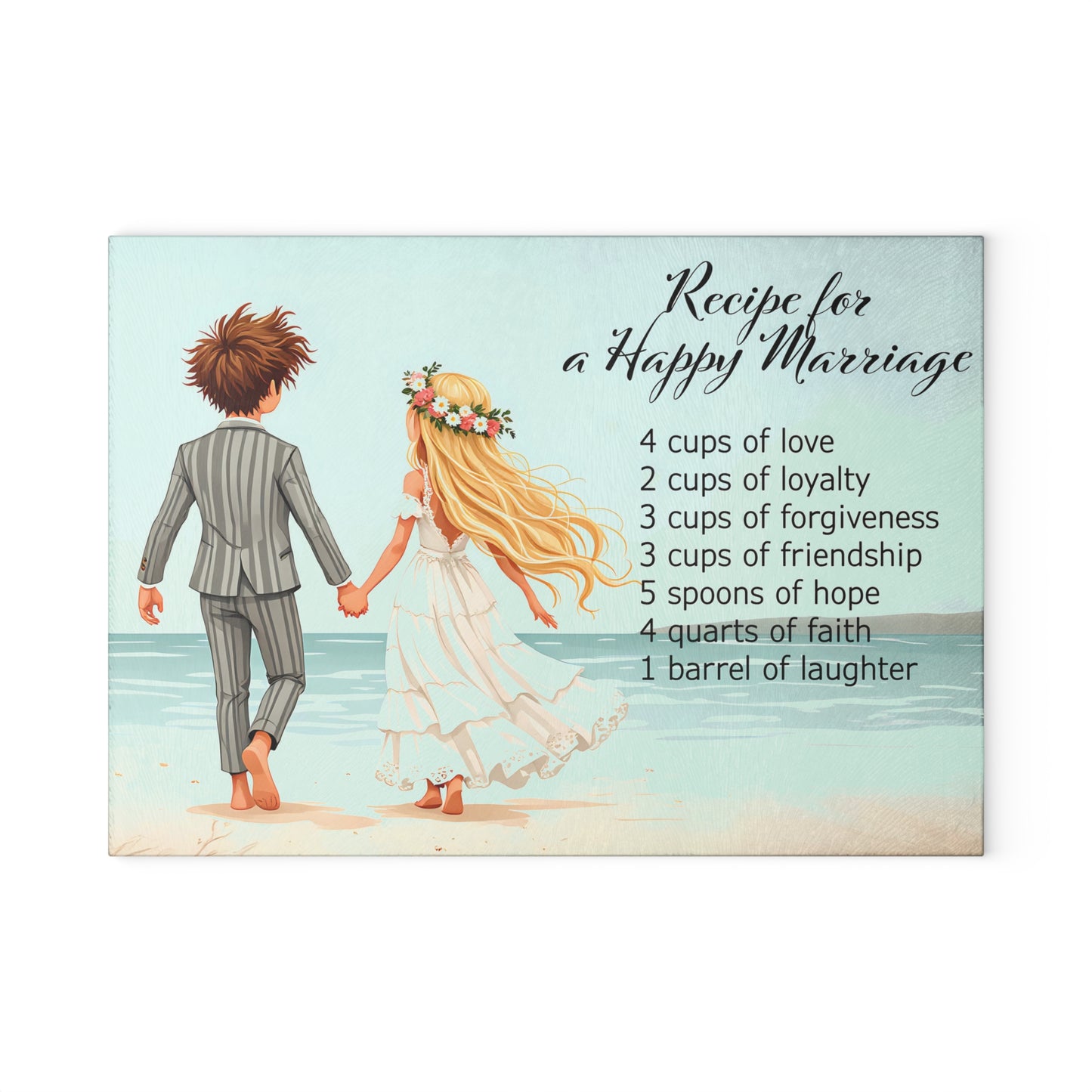 💍 Recipe for a Happy Marriage Cutting Board – Whimsical Romance for Your Kitchen