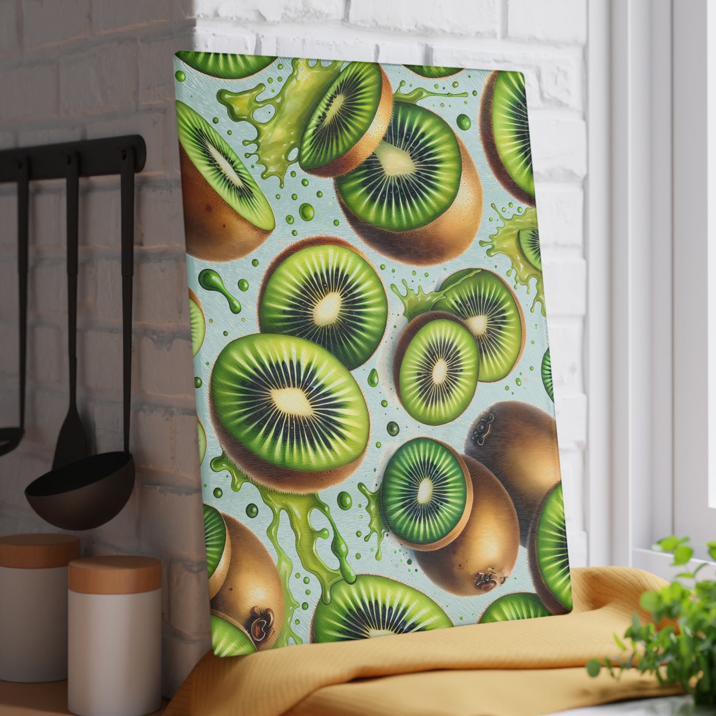 Tabla de cortar Kiwi Splash: Delicias verdes y picantes para tu cocina