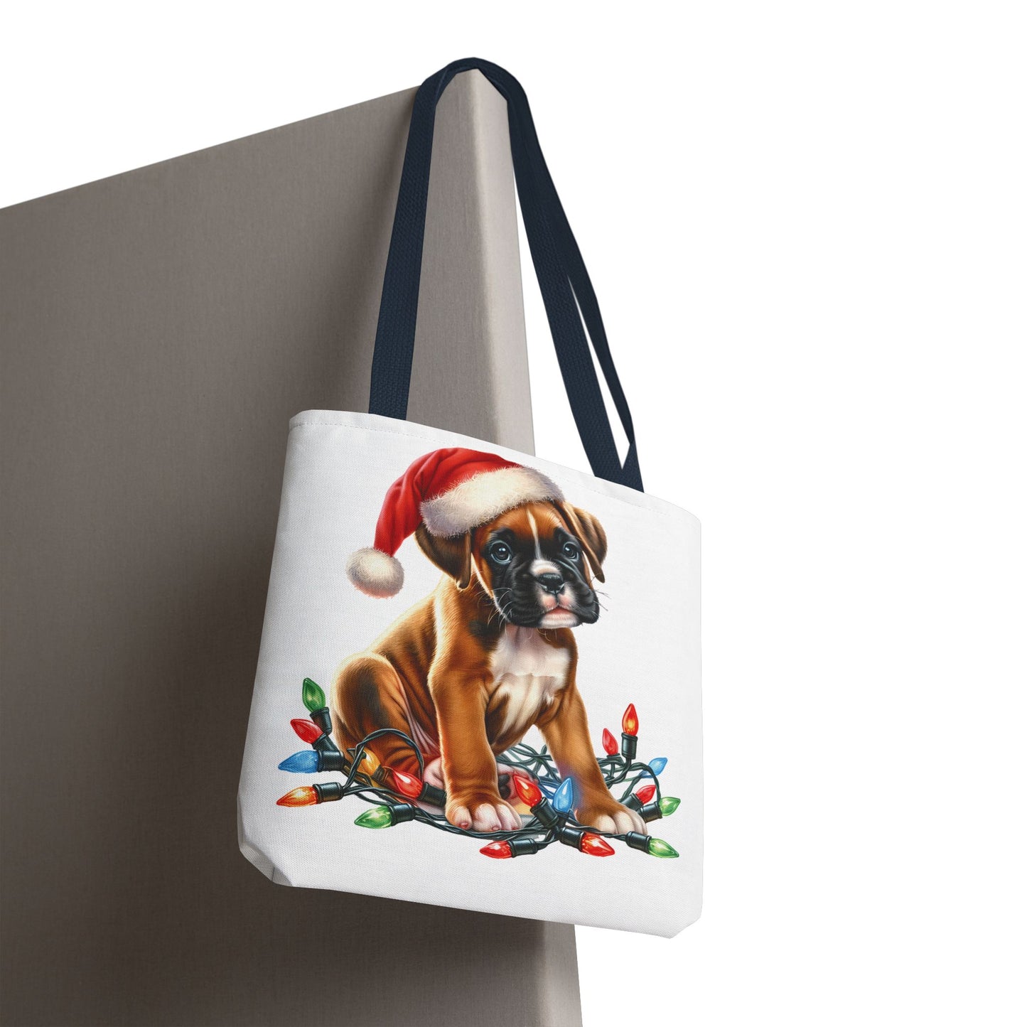 👜 Boxer Christmas Lights Tote Bag – Festive Charm for Dog Lovers 🎄