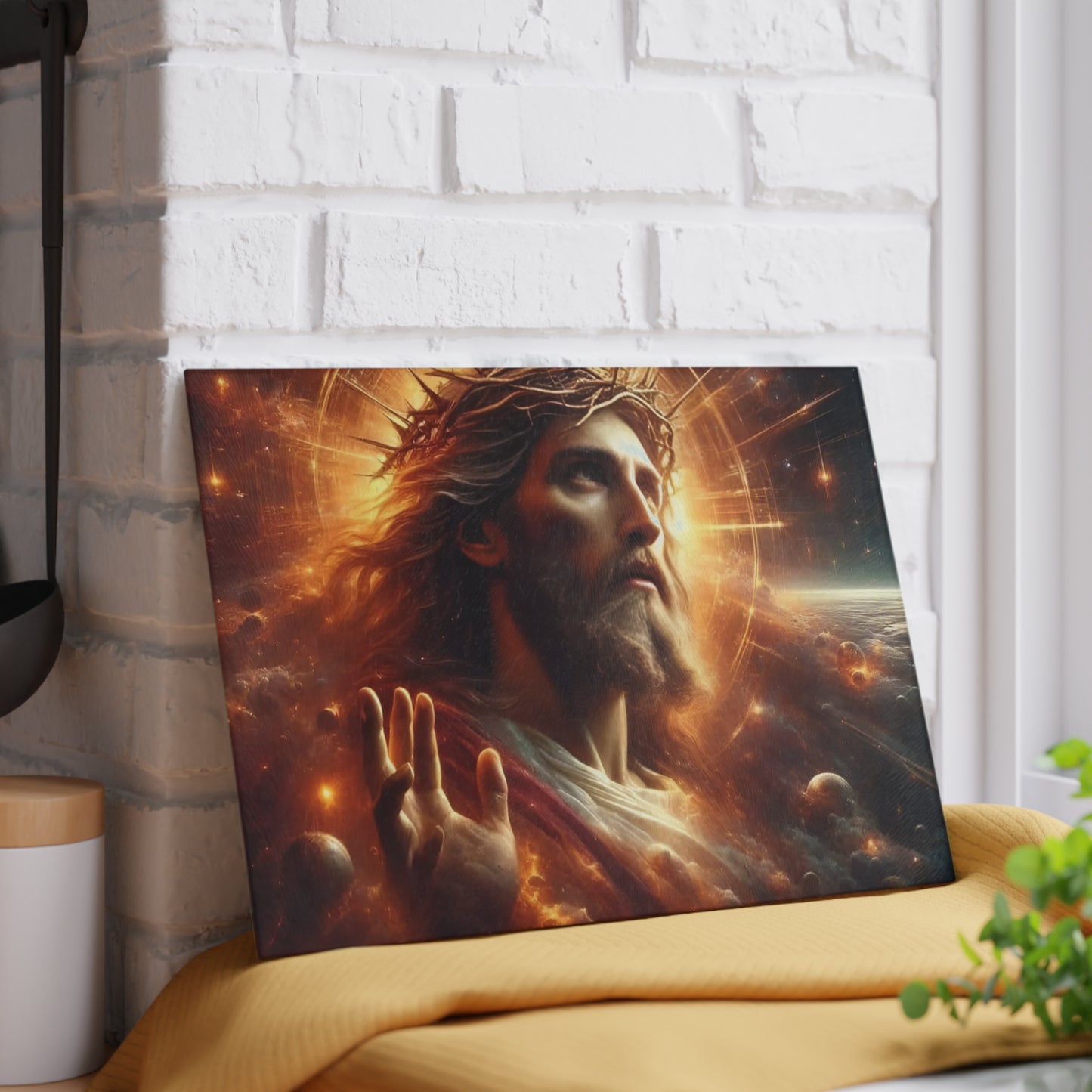 Tabla de cortar de Jesús, tabla de cortar de vidrio templado, tabla de charcutería, tabla de cortar, regalo de inauguración de la casa, tabla de cortar personalizada