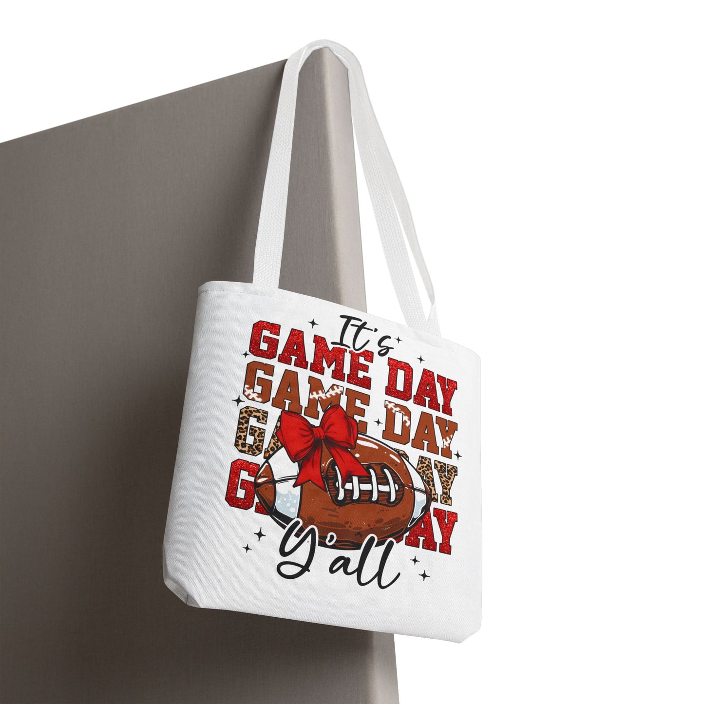 🏈 Game Day Red Bow Football Tote Bag – Sporty, Stylish, and Ready for Kickoff 🎀👜