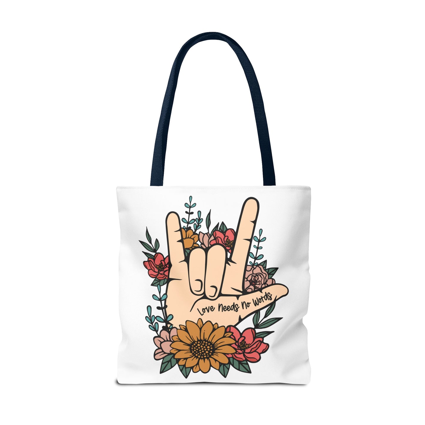Bolsa de tela con gesto de "Te amo" en ASL (siglas en inglés)