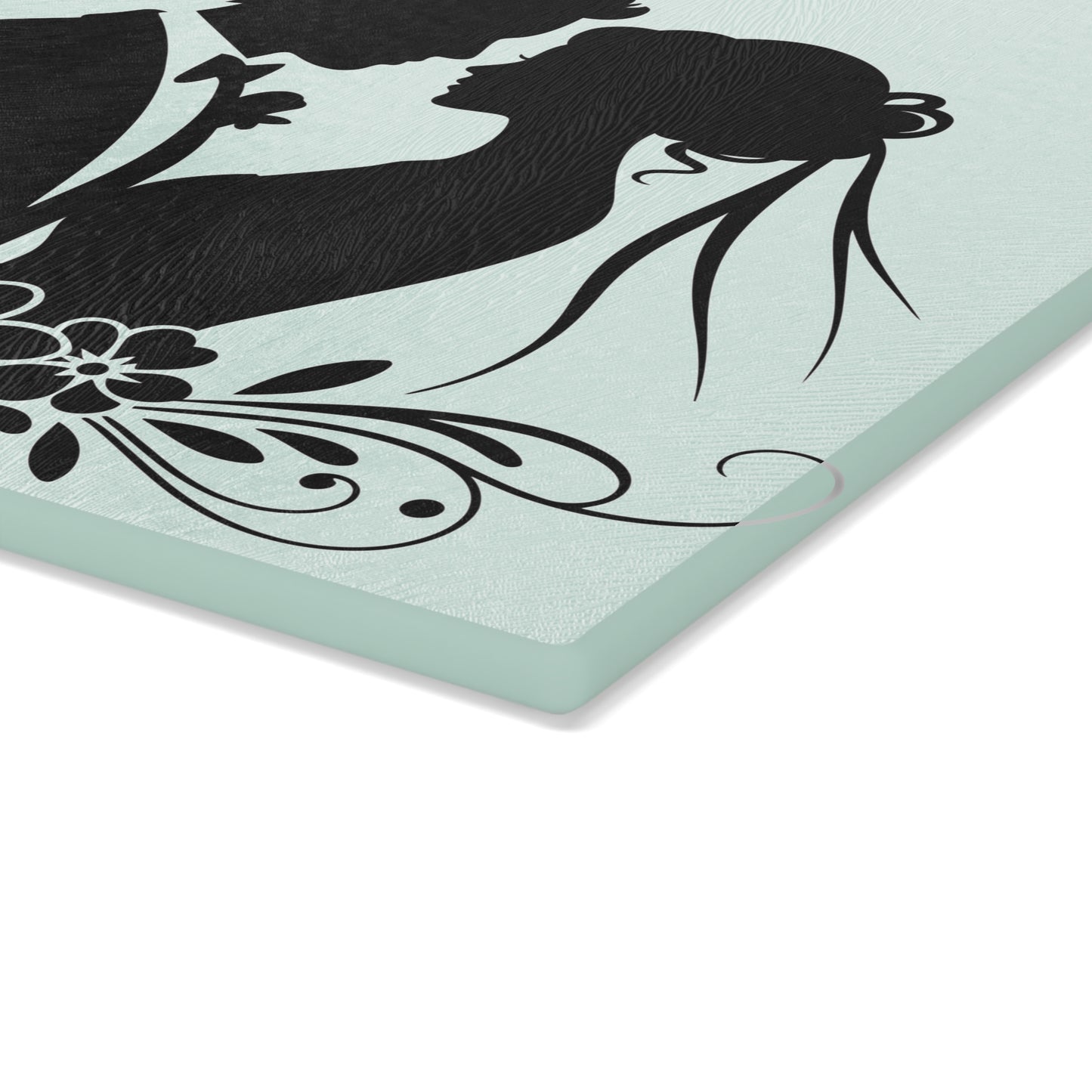 Tabla de cortar con silueta de menta para Sr. y Sra.: un romance elegante para tu cocina