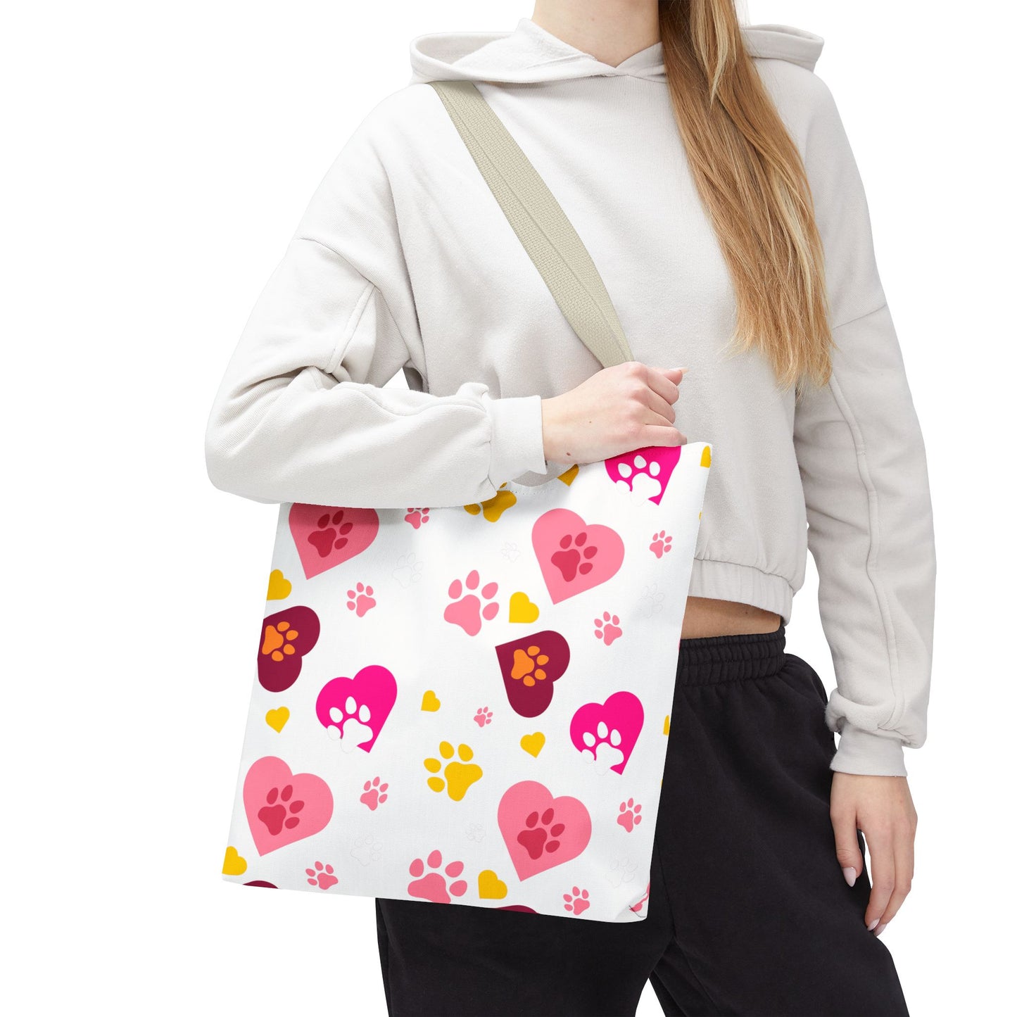 Bolsa de mano con estampado de patas y corazón | Pet Lover Everyday Carry-All