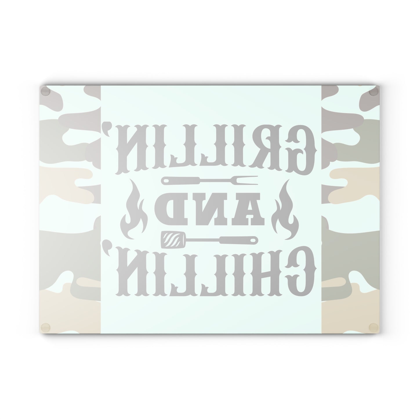 Tabla de cortar de vidrio GRILLIN AND CHILLIN – Estilo camuflaje para preparar barbacoa 🍔