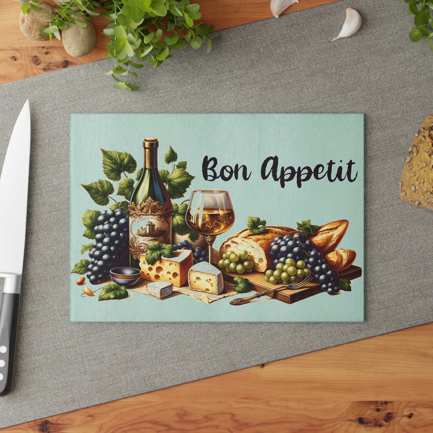 Tabla de cortar vino y queso Bon Appétit: un elegante encanto de bistró francés para tu cocina