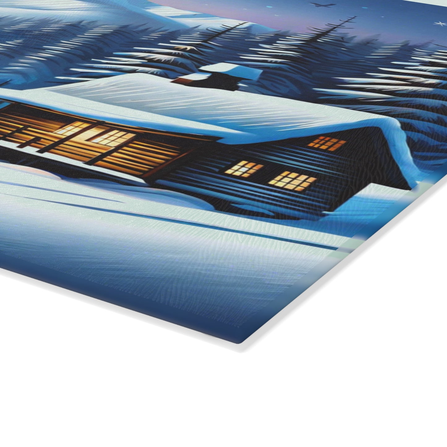 🏔️ Winter Cabin Cutting Board – Cozy Snowy Nights & Mountain Charm